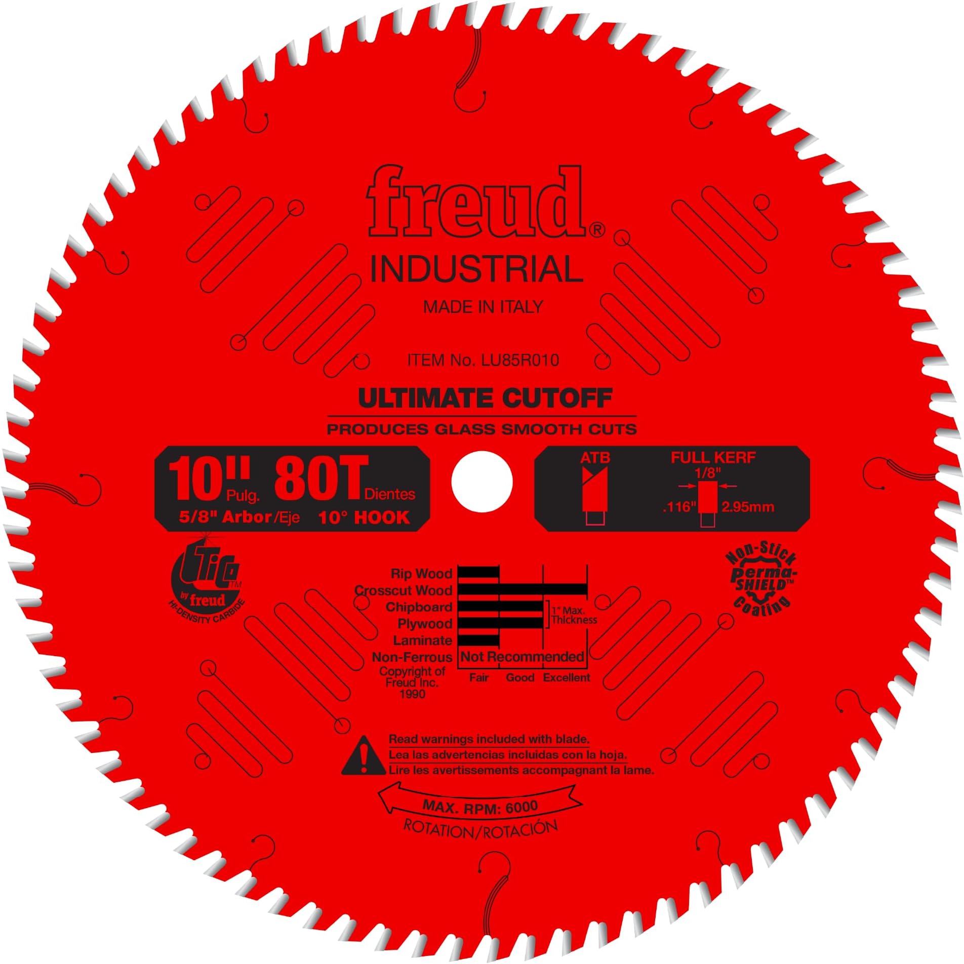 Freud LU85R010: 10" Carbide Tipped Saw Blade for Crosscutting