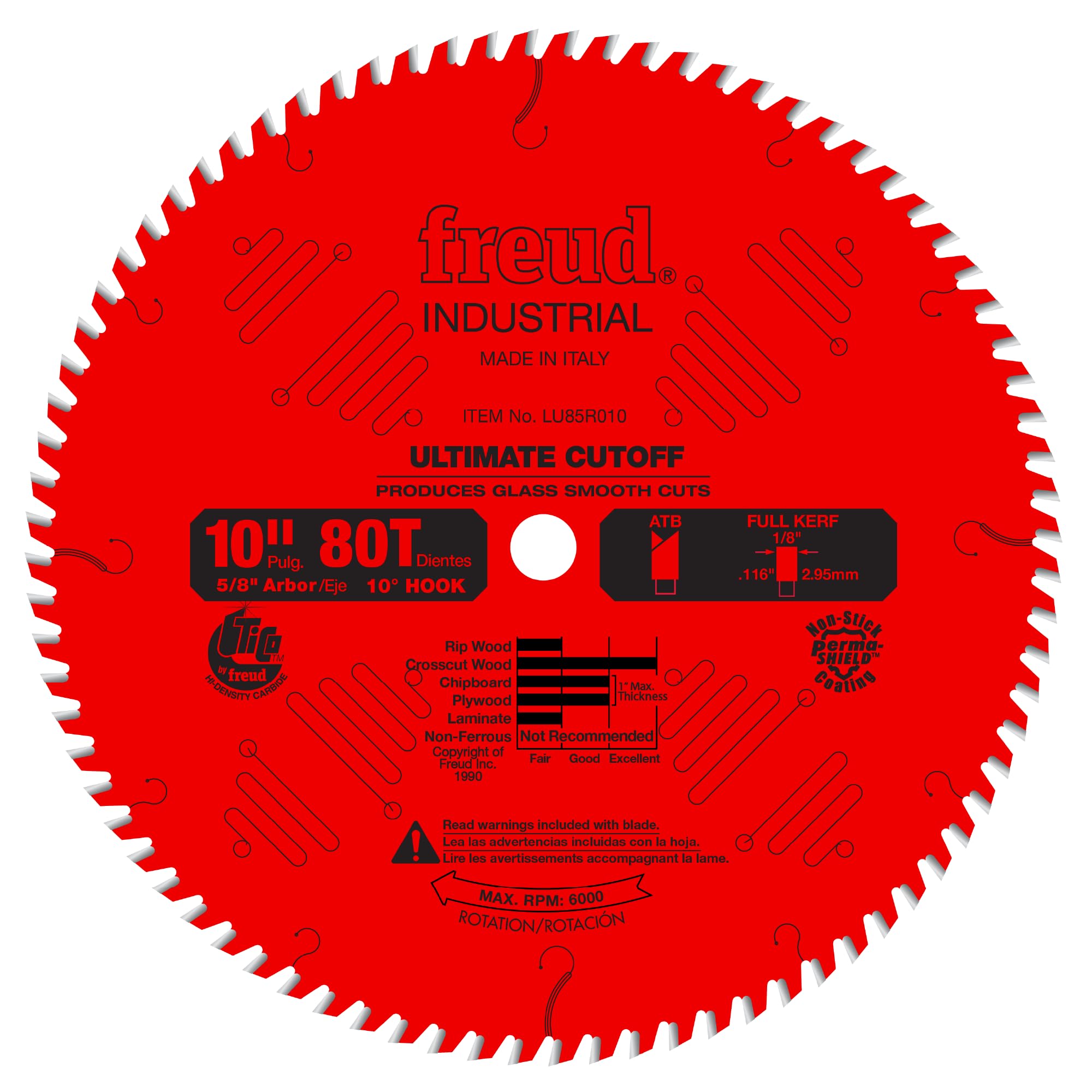 Freud LU85R010: 10" Carbide Tipped Saw Blade for Crosscutting