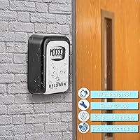 Vista 5 de DELSWIN Caja de bloqueo de llave montada en la pared, caja de seguridad combinada a la intemperie con caja de almacenamiento de llaves
