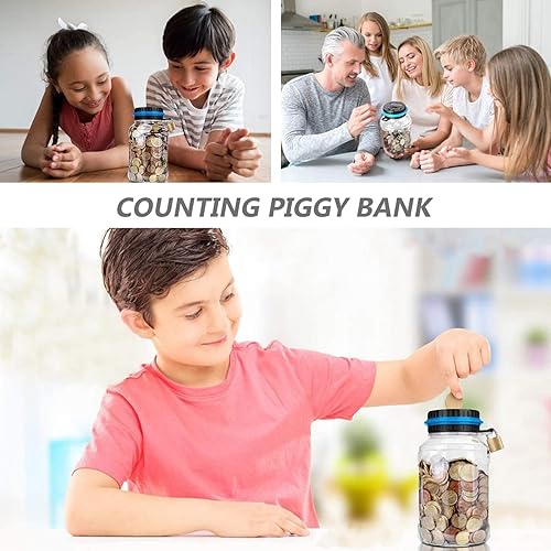 Miniatura 5 de Contando alcancía Mason Jar Digital Coin Piggy Jar Money Storage Can Kids Coin Container Digital Savings Jar Electronic Coin Bank Coin Saving Pot