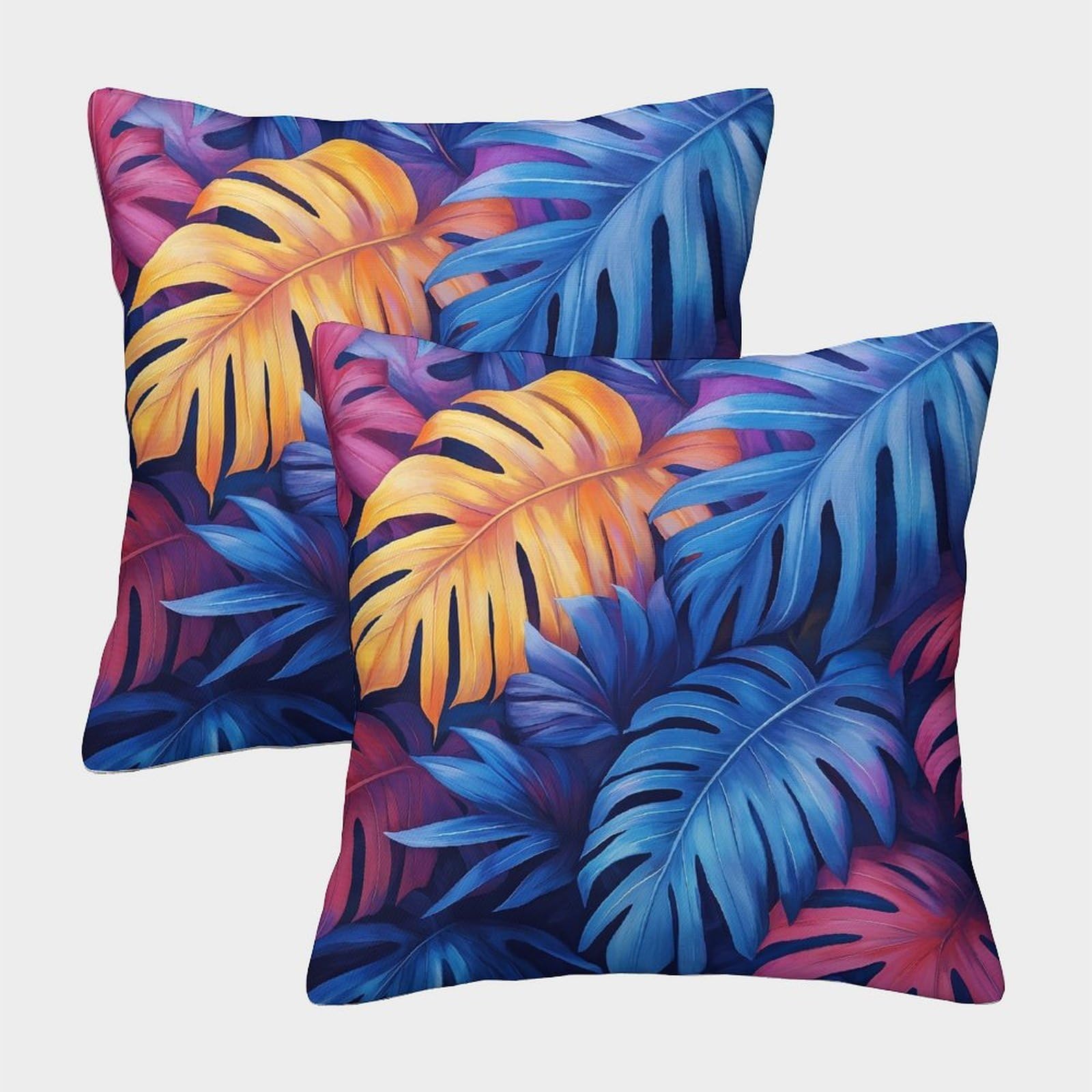 kaiyun 2 Pack Tropical Plants,Colorful Leaves Pillow Case Home Decoration Sofa Cushion Cover 45x45cm