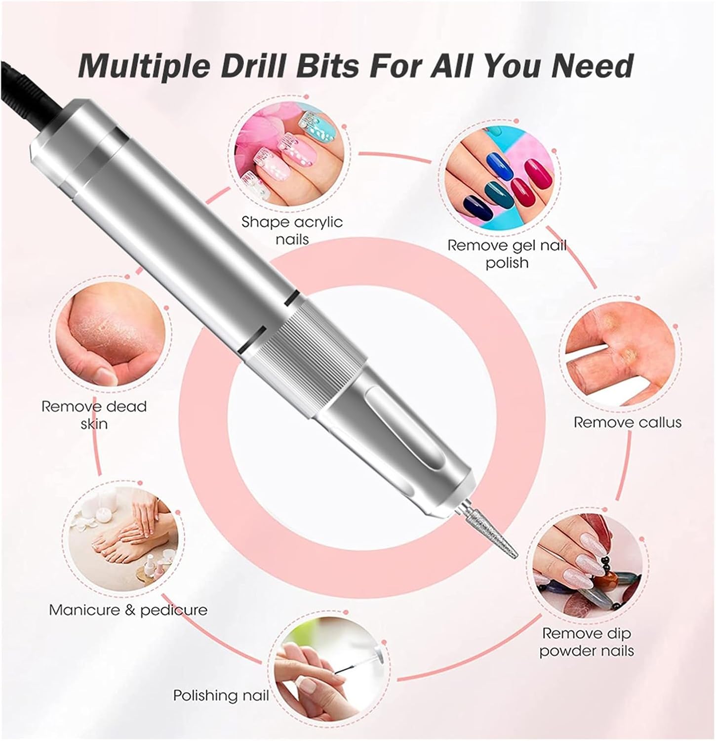 電気ネイルドリルマシン、 プロフェッショナル電動ネイルドリルマシン、HDスクリーン付きポータブル充電式35000RPMネイルドリル、