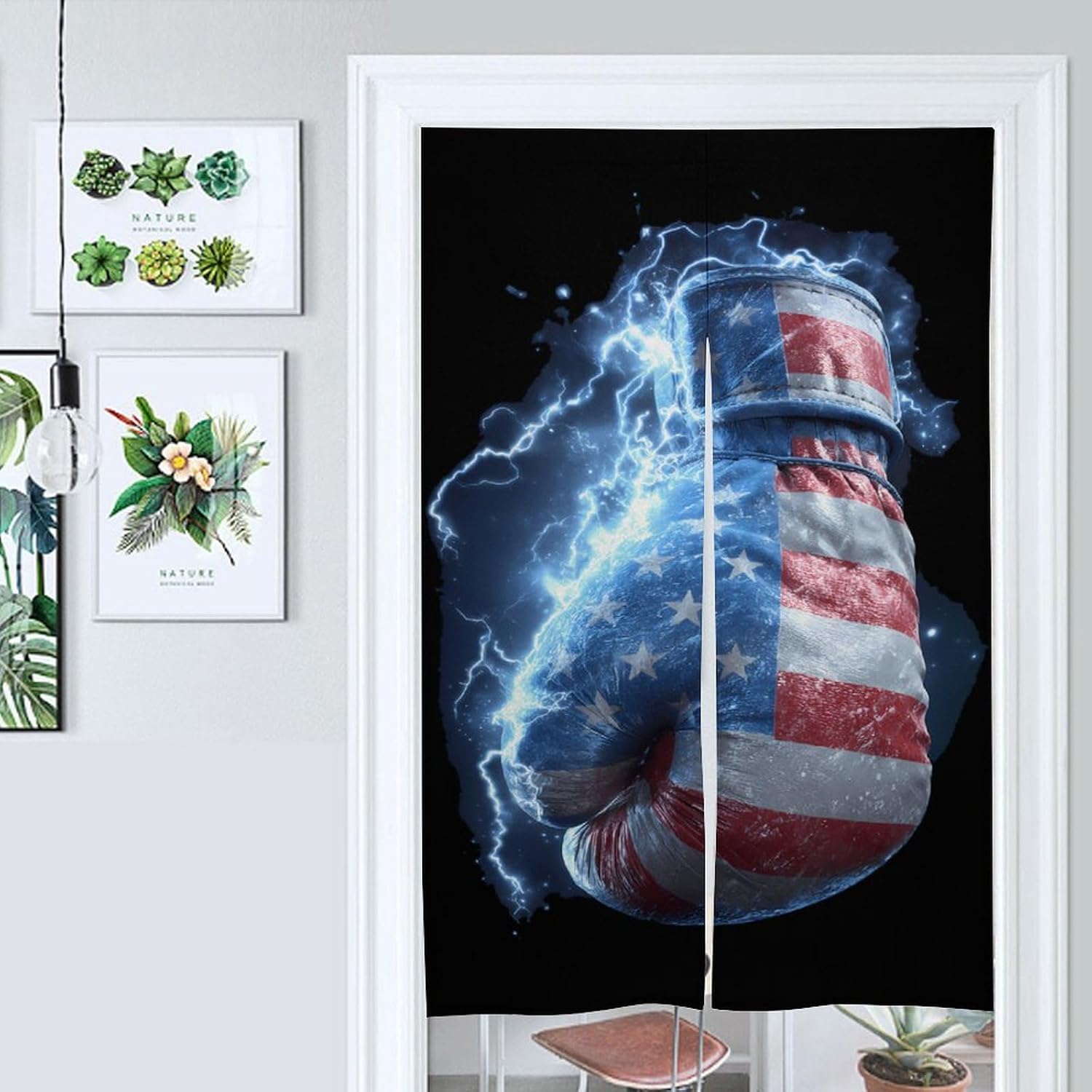 U.S.A. Flag Boxing Glove Thunder Doorway Curtain Insulated Room Divider Drapes