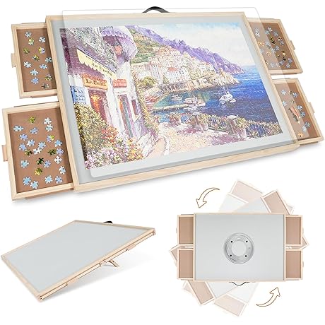 ALL4JIG Swivel Tilting & Rotating Puzzle Board with Lazy Susan and Cover