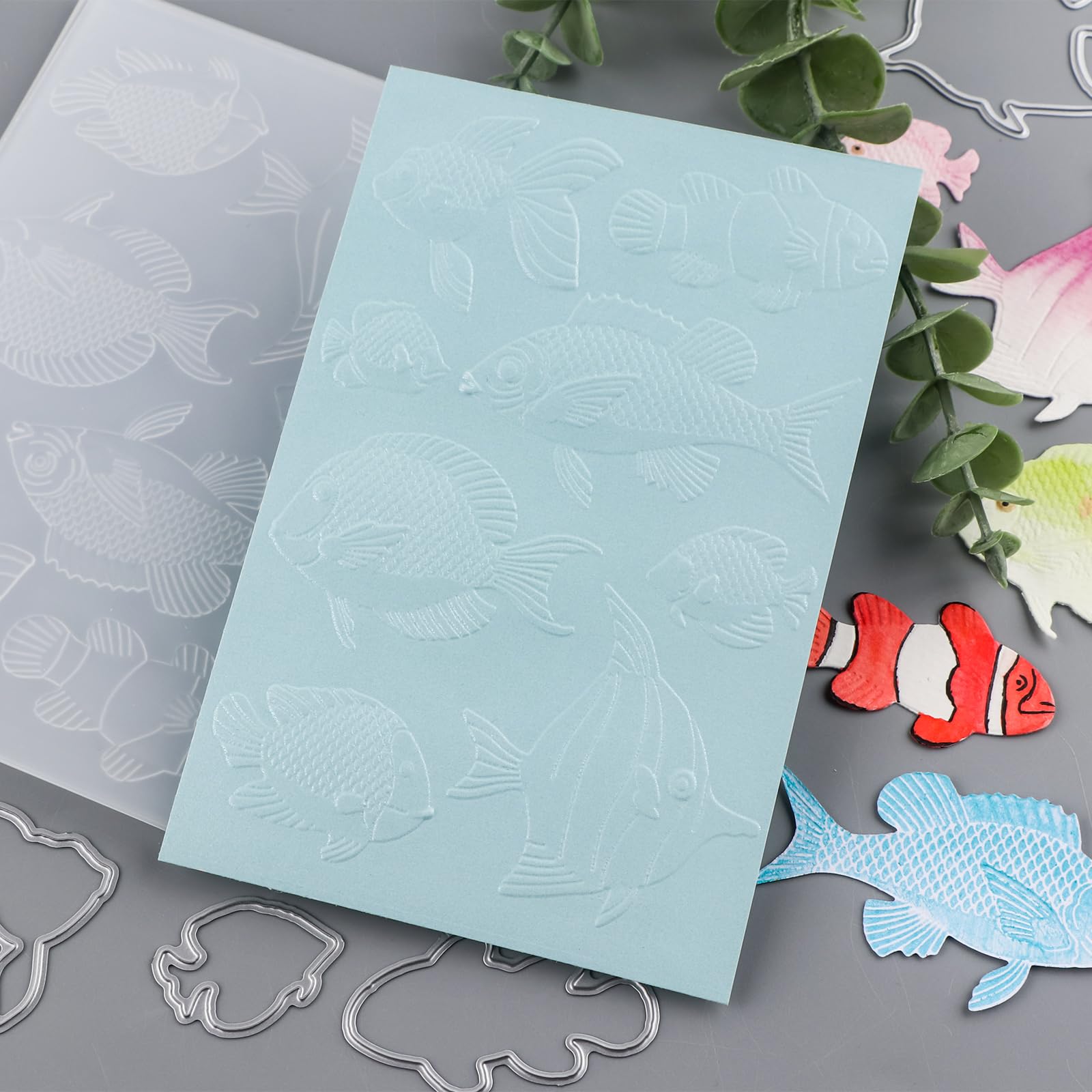 Classeur Gaufrage 3D BAOFALI - Motif Poisson - 16x11.5cm - Pour Scrapbooking Et Cartes