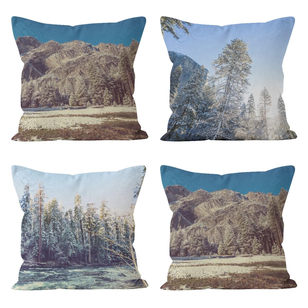 Housse de coussin en lin 50x50cm CEVAN pour canapé et jardin - Lot de 4