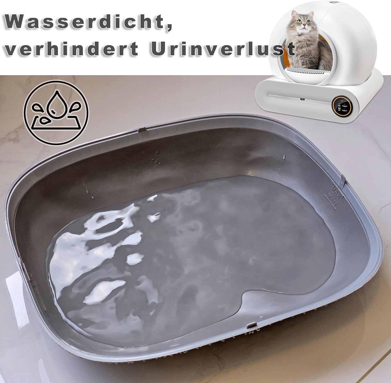 Silikon Katzenklo Matte für Elektrische Katzentoiletten, Wasserdichte Ersatzmatte für Selbstreinigendes Katzenklo, Rutschfest & Urinfest