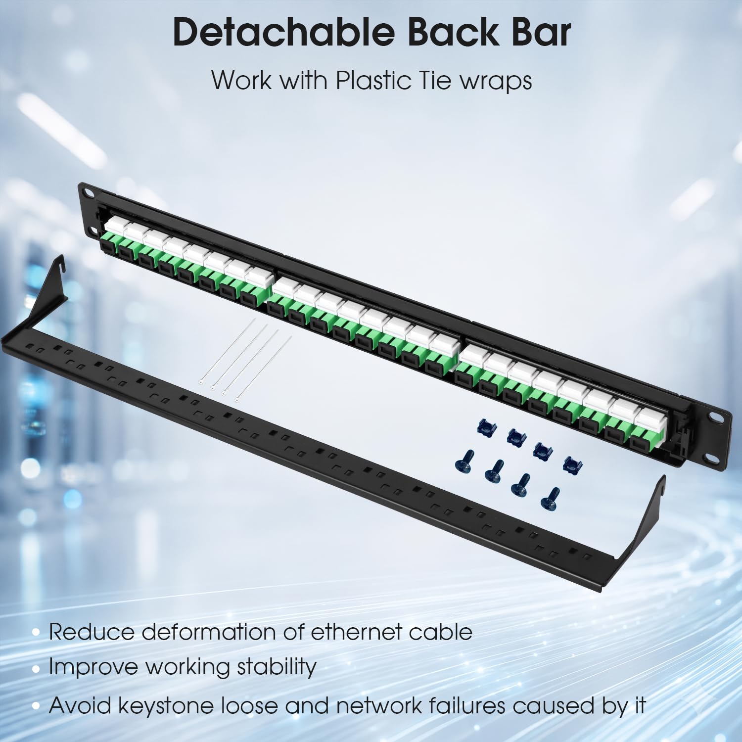 Pannello patch in fibra monomodale SC/APC OS1/OS2 a 24 porte 1U, rack da 19
