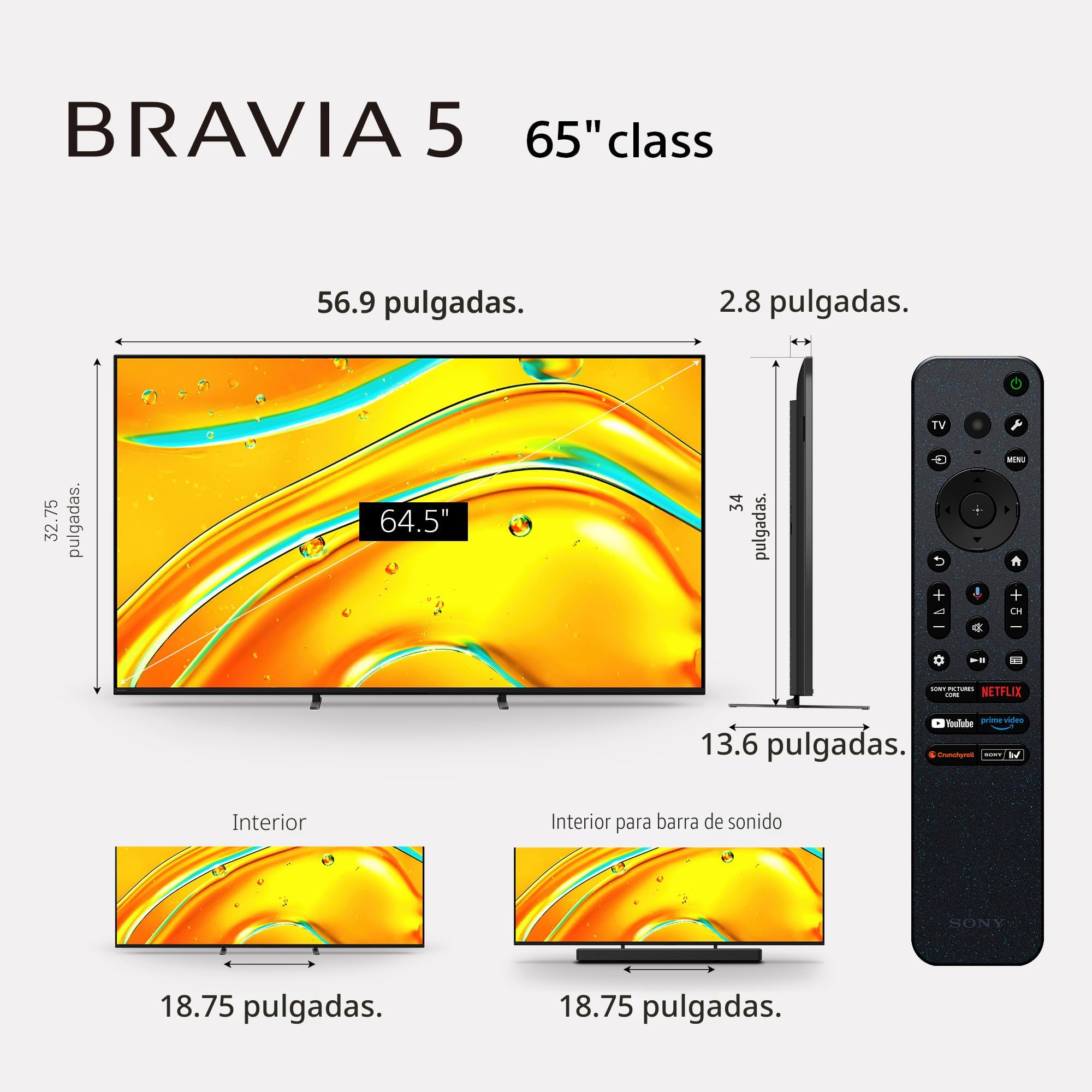 Amazon.com: Sony BRAVIA 5 TV de 65 pulgadas, mini LED, Smart