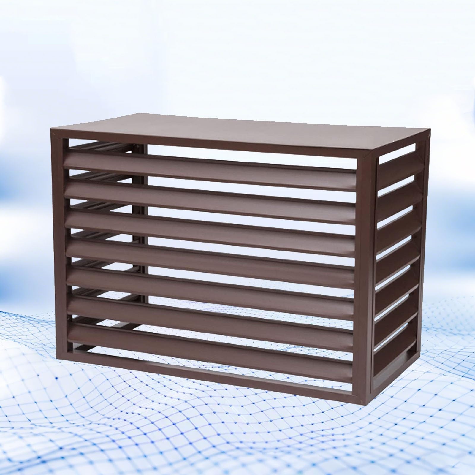 AYCDL Outdoor Air Conditioner Cover, Durable Aluminum Fence for Heat Pump, Protects from Pets and Debris, Enhances Security,Brown-110cm