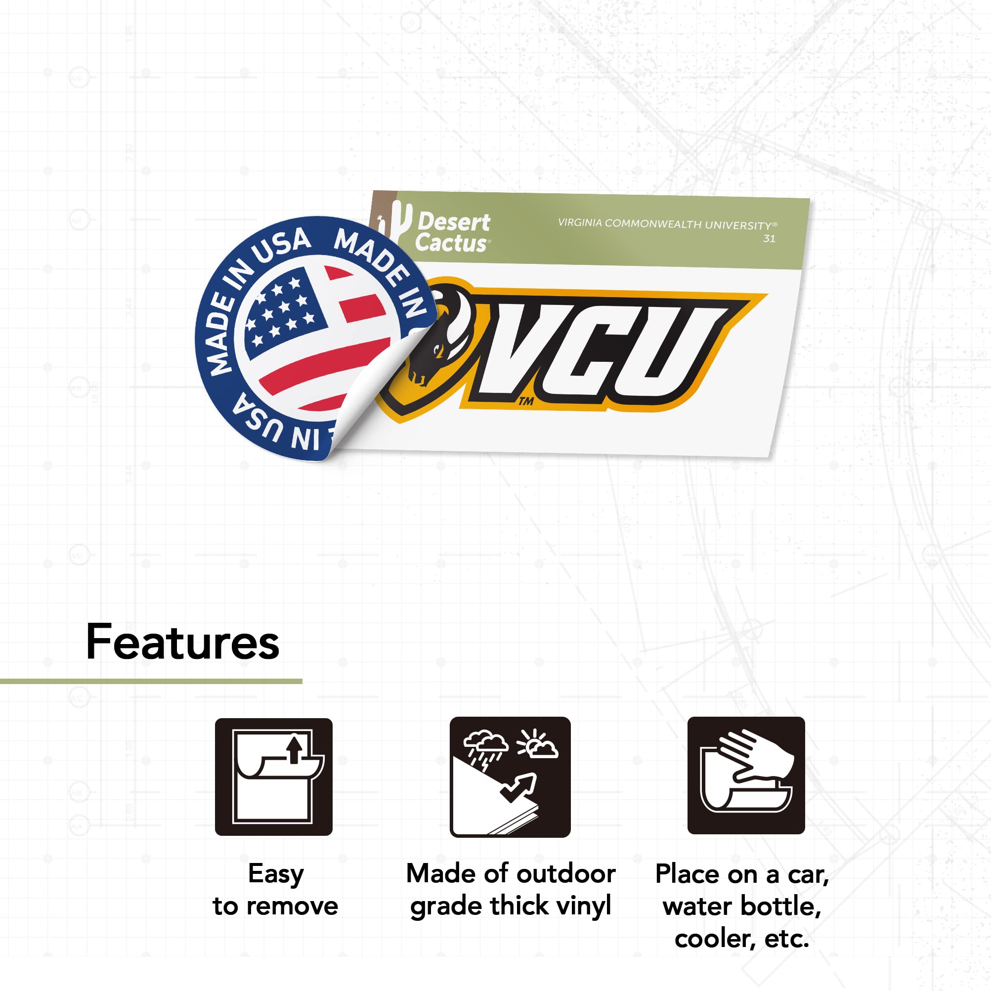 Virginia Commonwealth University VCU Rams Vinyl Decal – Officially Licensed Sticker For Car, Laptop, Water Bottle - View #5