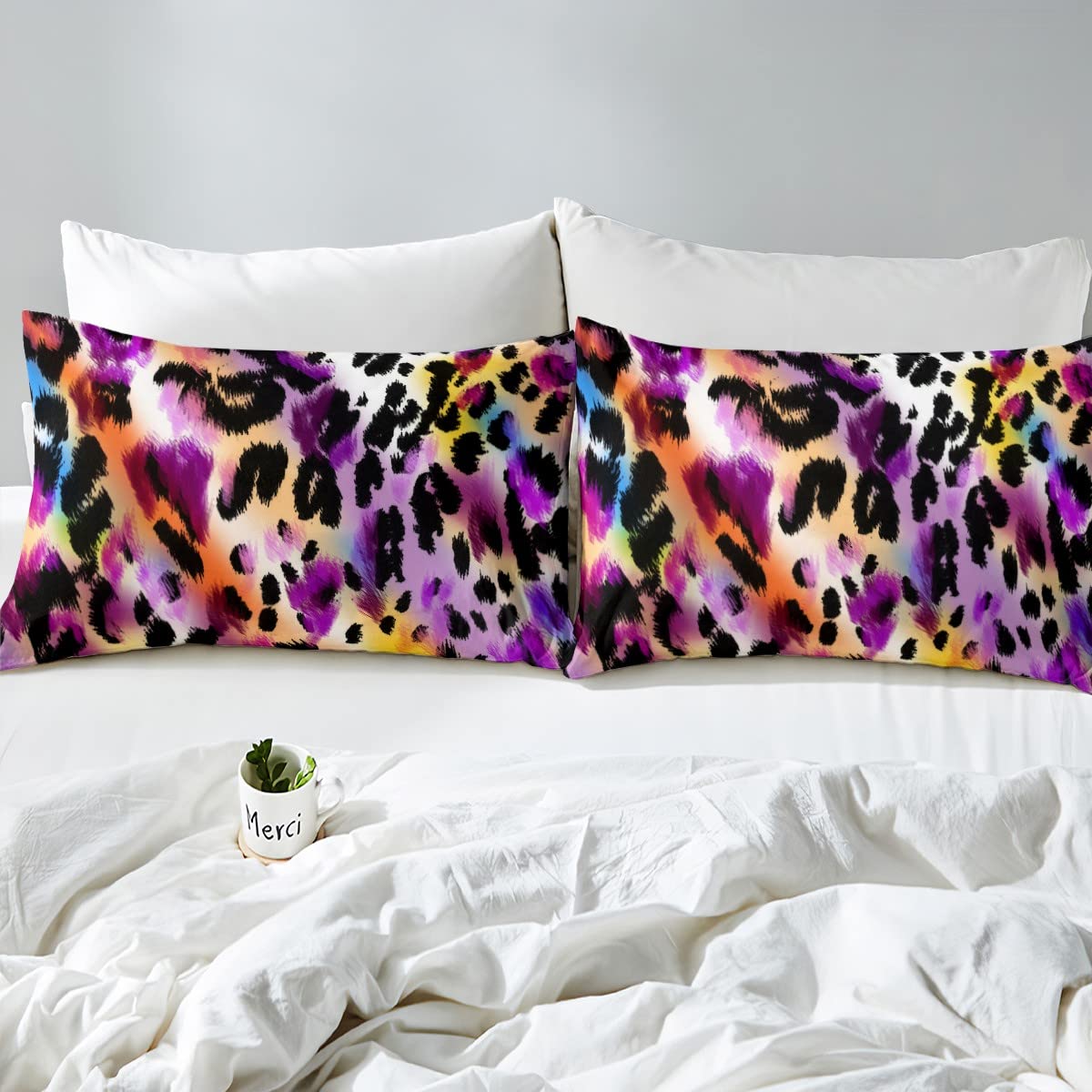 Set lenzuola con stampa leopardata, lenzuola con stampa pelle di