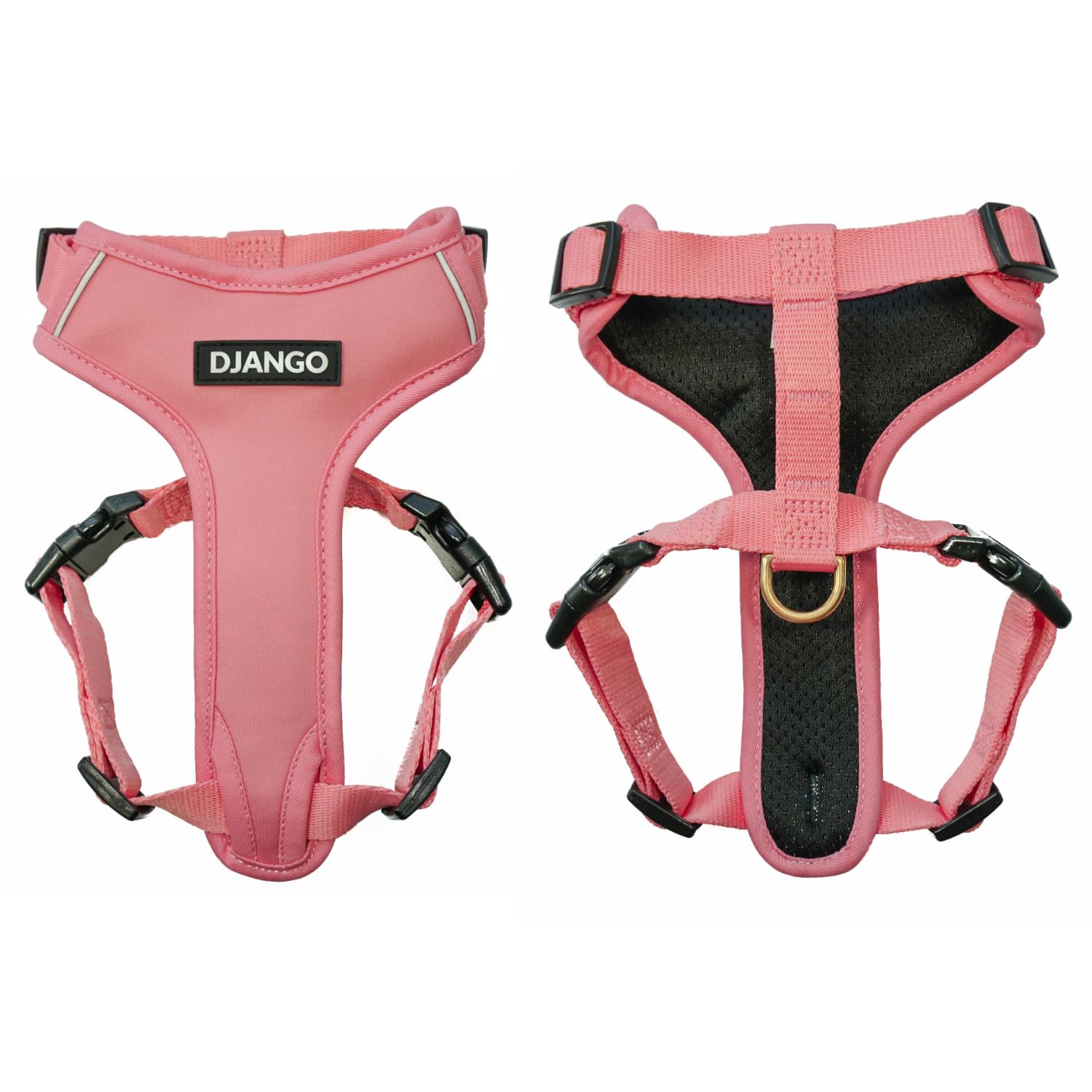 DJANGO Adventure Dog Harness - Stylish, and Durable Small Dog Harness for Outdoor Adventures and Everyday Wear - Quartz Pink Neoprene Adjustable