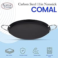 Vista 5 de Alpine Cuisine Plancha redonda antiadherente de 11 pulgadas, parrilla de acero al carbono negro con doble asa, duradera, resistente para cocinar