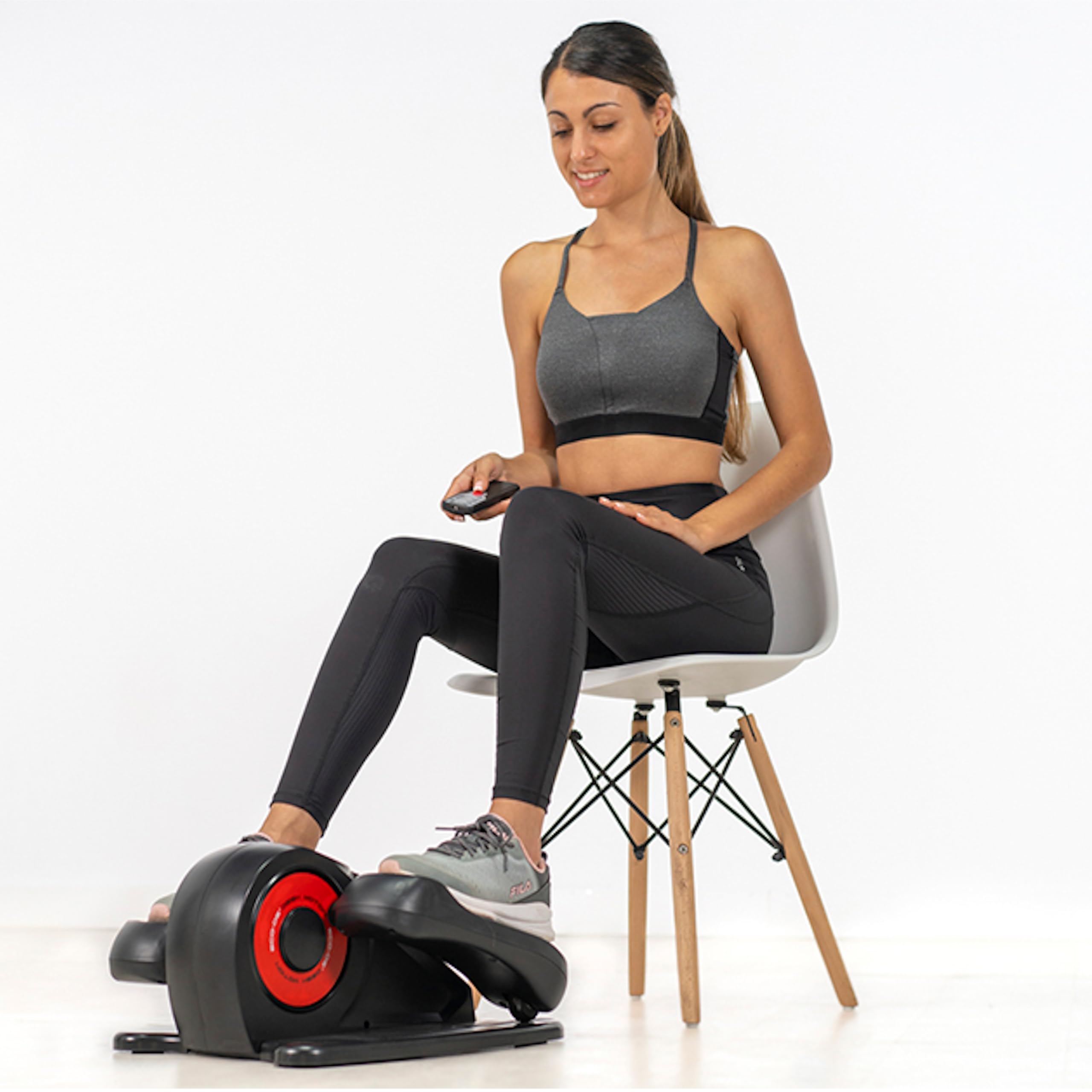 ECODE® Pedales Estáticos para Personas Mayores Silenciosos con Correas y 20-30 Velocidades – Mini Elíptica Eléctrica para Ejercitar Piernas Sentado en Casa