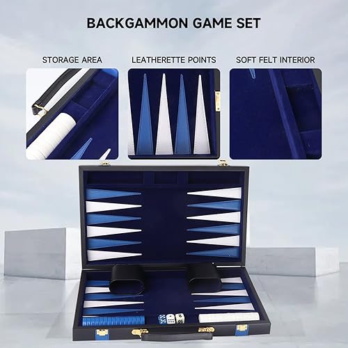 Miniatura 3 de GSE Games & Sports Expert - Juego de mesa de backgammon de piel (tamaño pequeñomedianogrande)