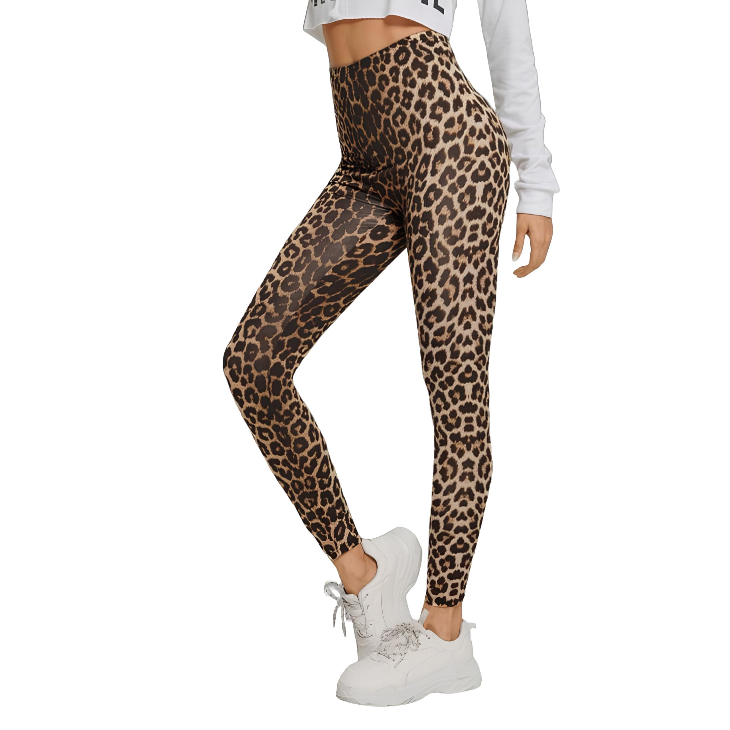 Women's & Girl's Stretchable Brown Leopard Leggings Yoga Tights-image-12