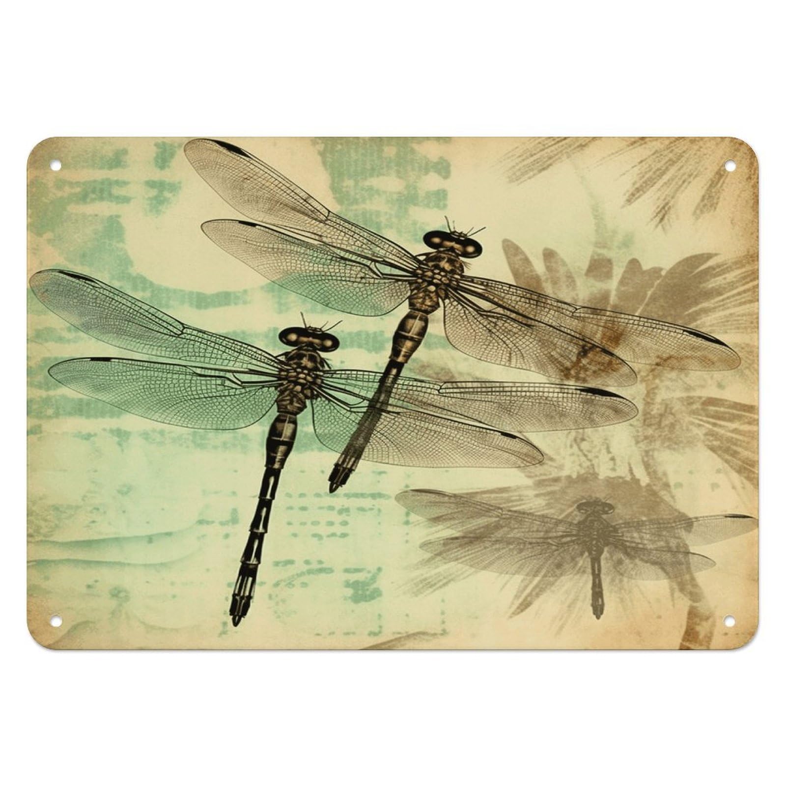 Fodpand Style Dragonfly Dragonflies Vintage Retro Vintage Metal Tin Sign,Wall Art Decor Garden Plaque Poster For Bedrooms Yard Bars Pubs Patios Porches 7.9X5.5 Inch