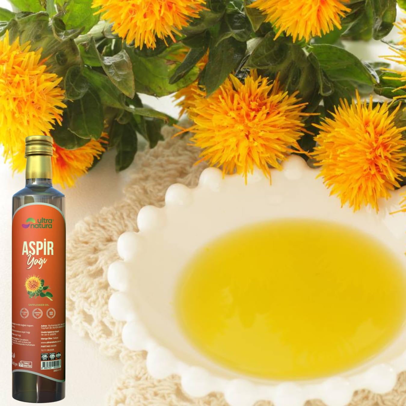 Cold Pressed Safflower Oil, 100% Natural, High Vitamin E, 8.45 fl oz (250 ml) - Pack of 2