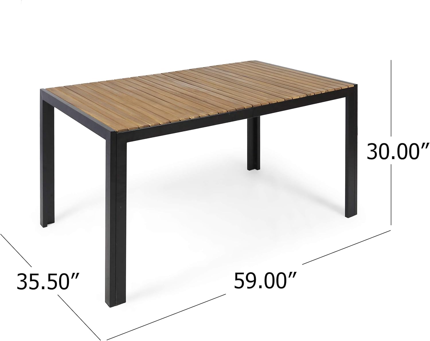 Christopher Knight Home Dining Table, Teak Finish + Black