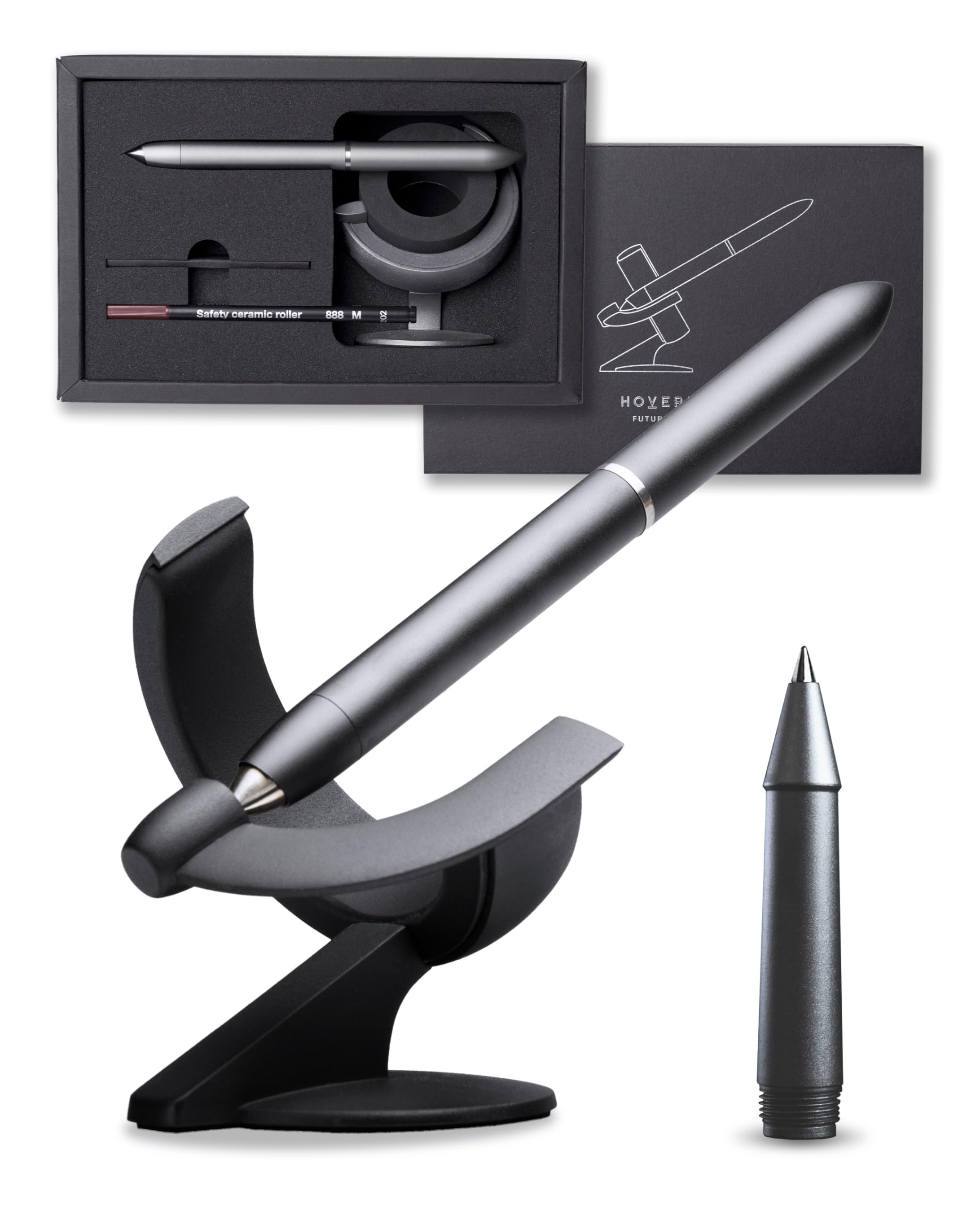 novium Hoverpen Future Ballpoint Pen, Deep Black, Gift Boxed