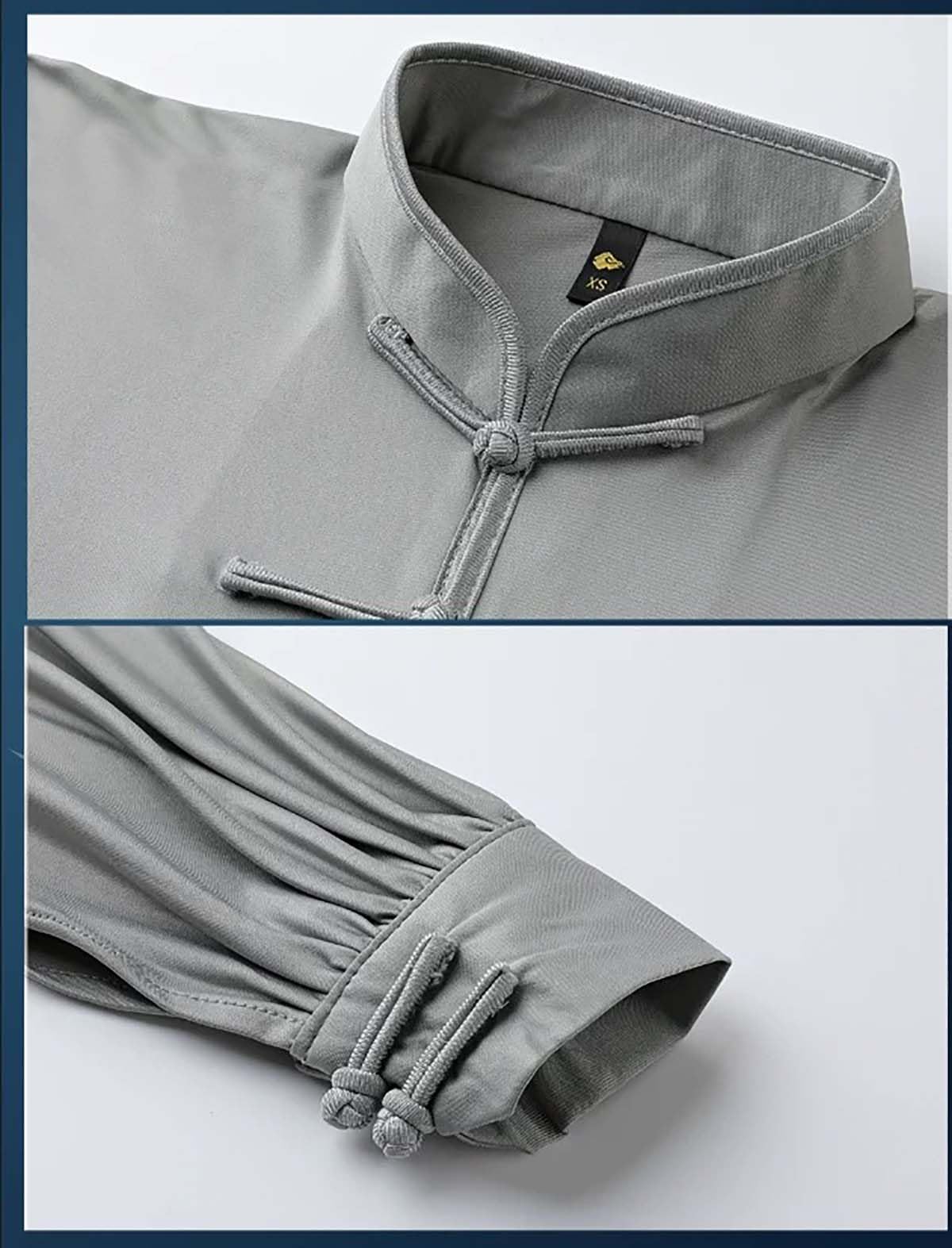 Herren Tai Chi Kleidung Traditioneller Chinesischer Kung Fu Anzug Langarm Kampfkunst Uniform mit Hose für Training, Qigong und Meditation