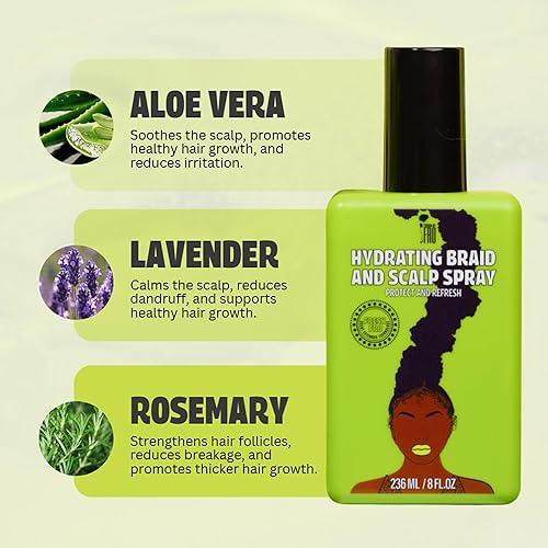 Miniatura 4 de Pardon My Fro Spray hidratante Braid & Scalp - Tratamiento hidratante para la salud del cuero cabelludo para cuero cabelludo seco y con picazón,