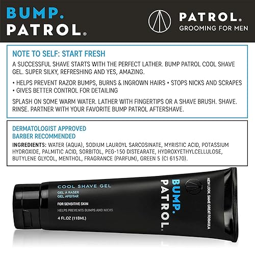 Miniatura 2 de Bump Patrol Cool Shave Gel - Gel de afeitar transparente sensible con mentol que evita quemaduras de afeitar, golpes y cabello encarnado, 4 onzas