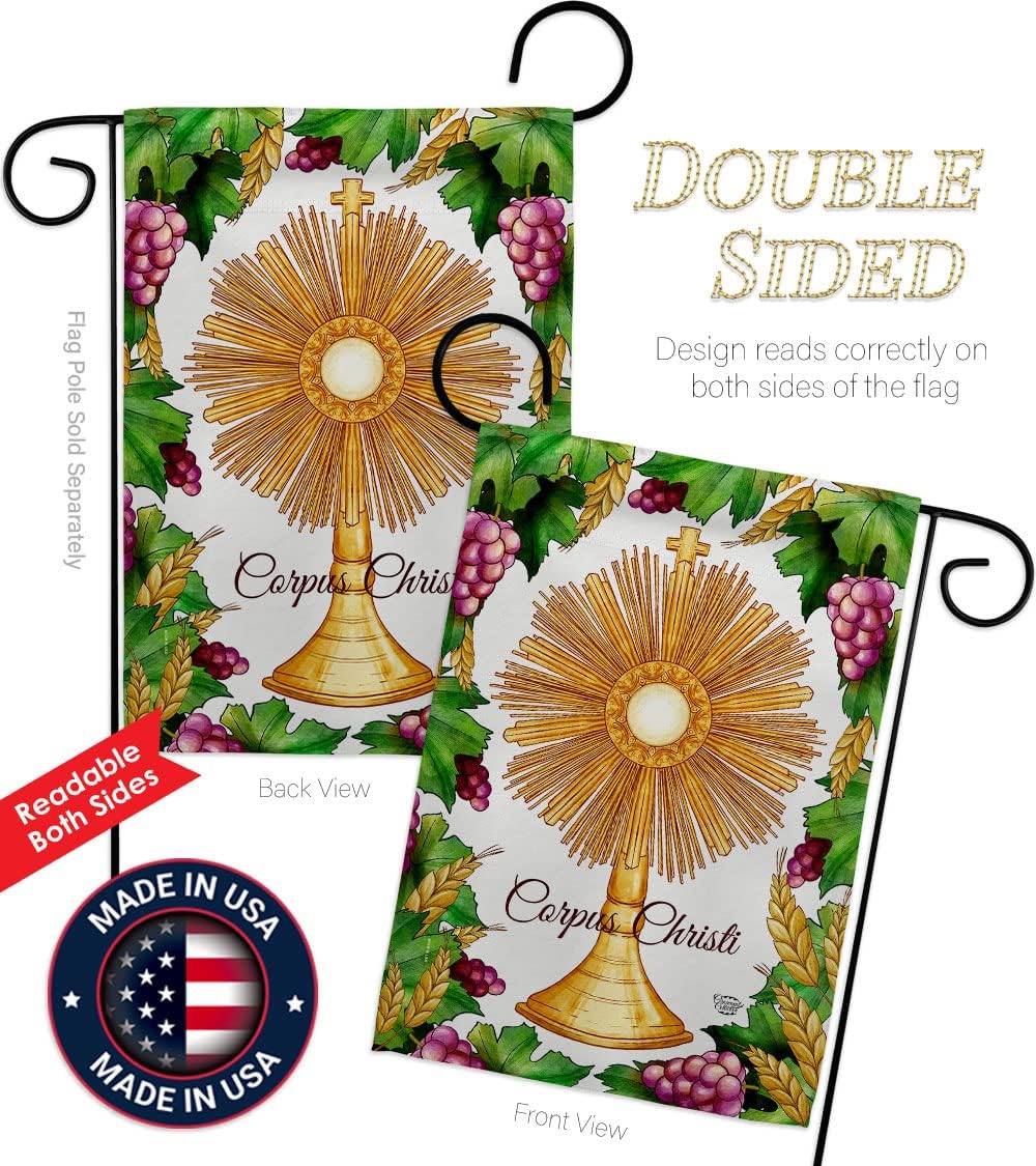 Festival Corpus Christi Garden Flag Religious First Communion Cross Chalice Holy Eucharist Christian Religion Tradition House Banner Small Yard Gift Double-Sided, Made in USA