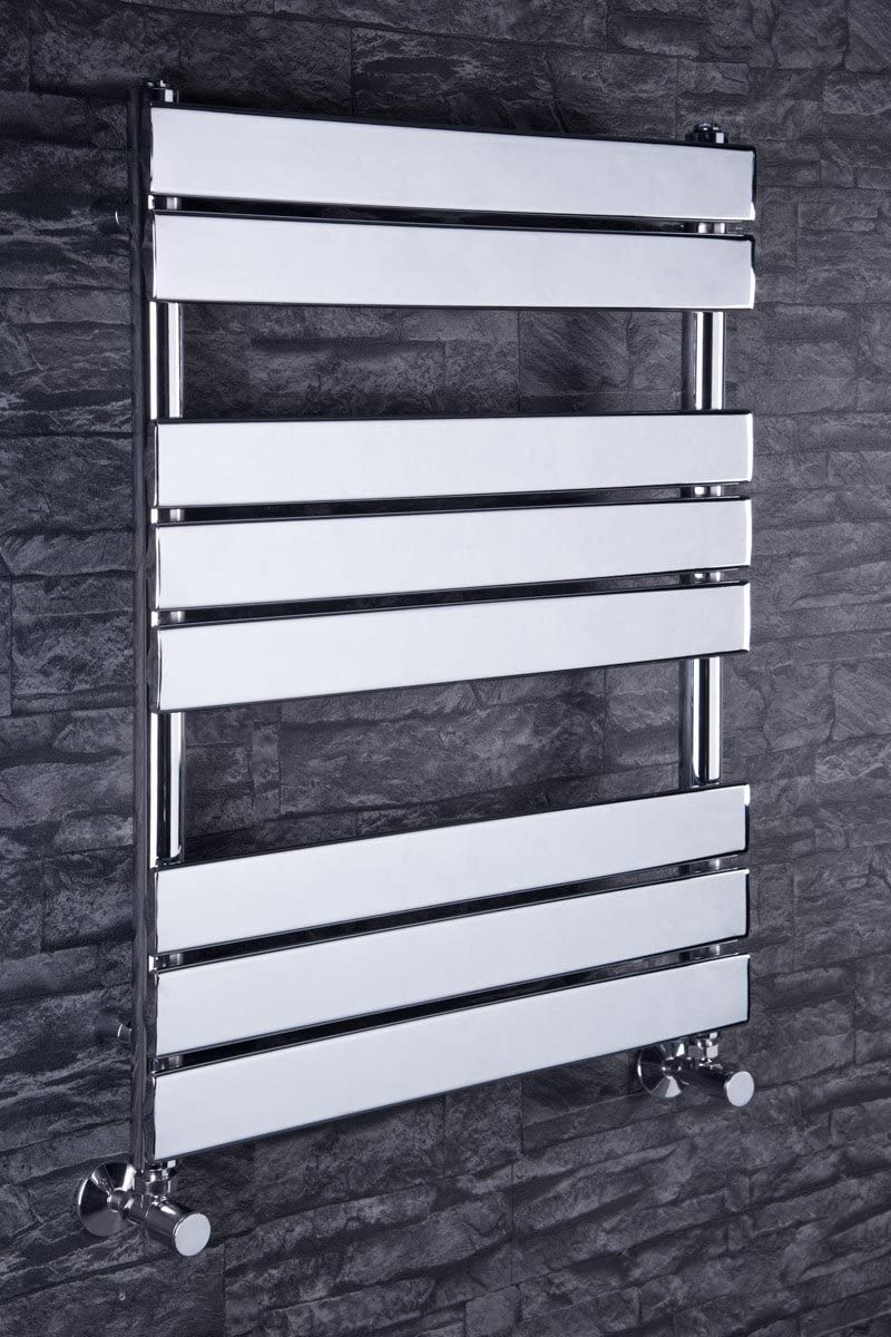 Warmehaus Flat Panel Heated Towel Rail Bathroom Ladder Radiator Rad Central Heating Chrome 800 x 600mm