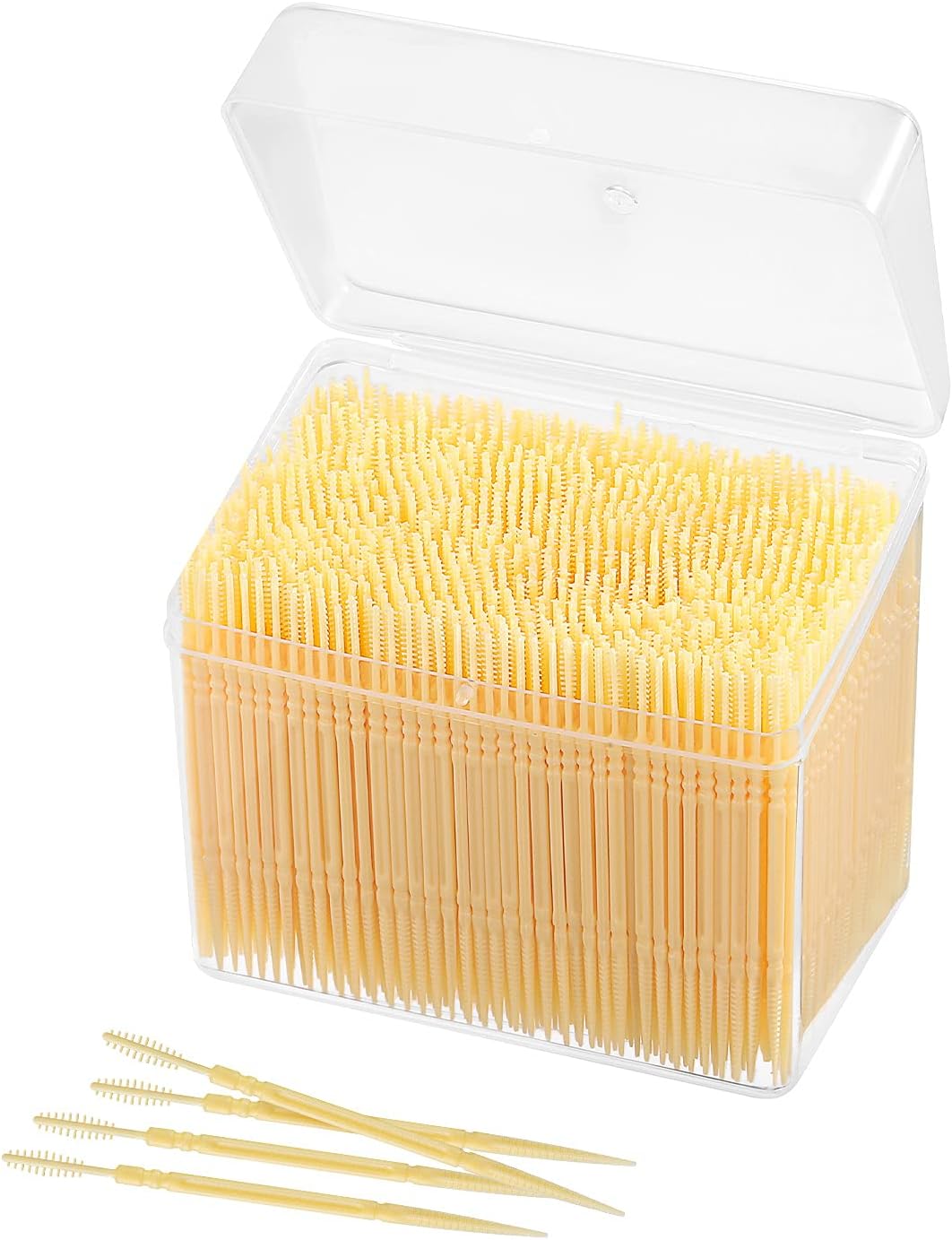 1000pcs Disposable Interdental Portable Plastic Toothpicks Oral Cleaner Stick Oral Gingival Dental Toothpicks Dental Flosser Pick (Random Color)