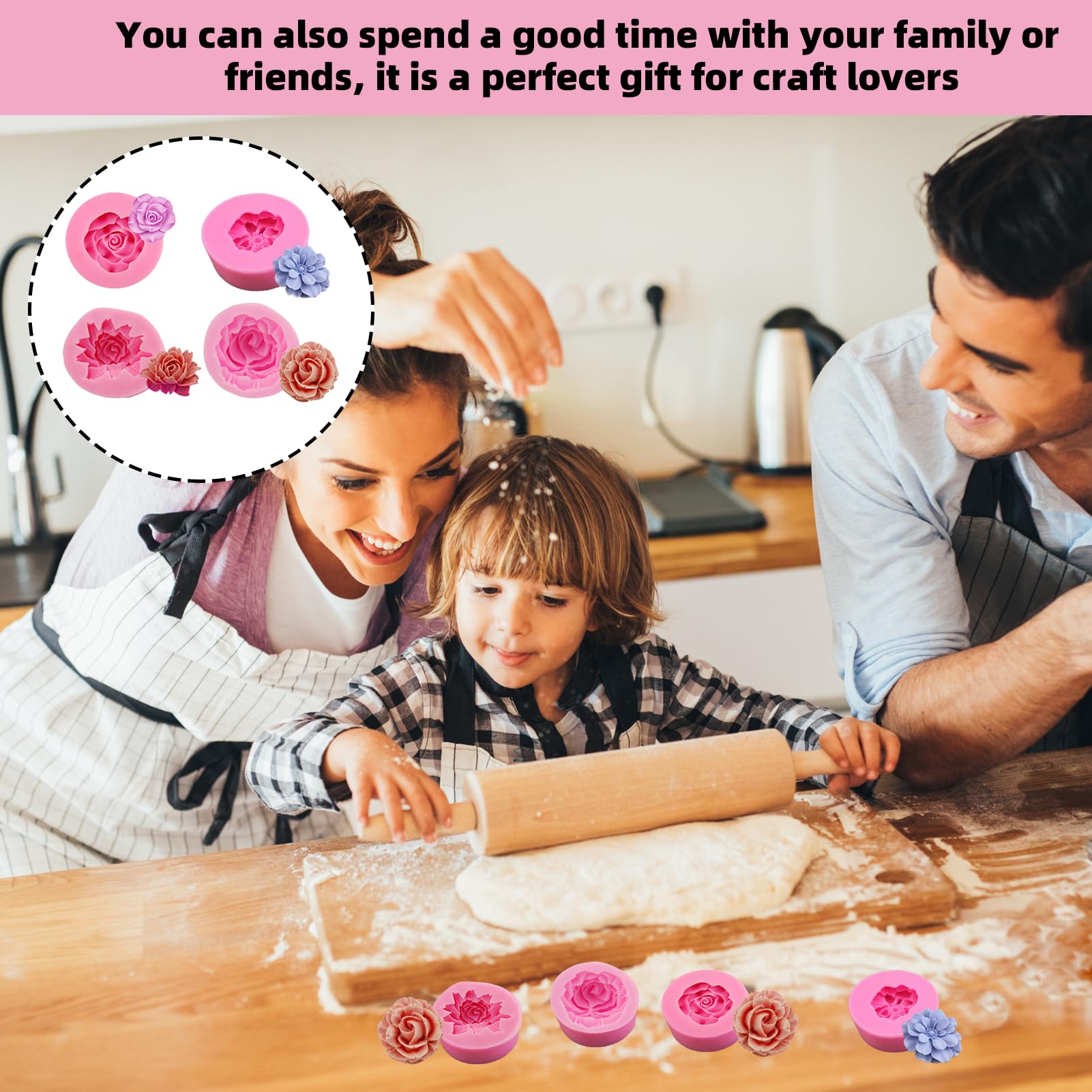 4PCS Moule Silicone Bougie Cactus Et Rose 3D - Formes Fleur Pour Bougies, Savons, Gâteaux Et Résine