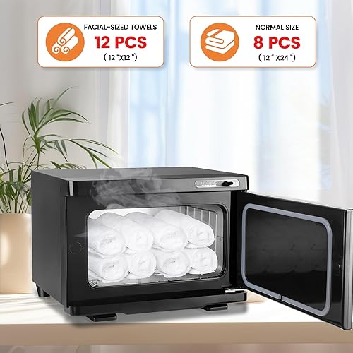 Miniatura 10 de Calentador de toallas calientes,Gabinete calentador de toallas de 8 litros,Carrito de toallas calientes de spa para facial,Negro