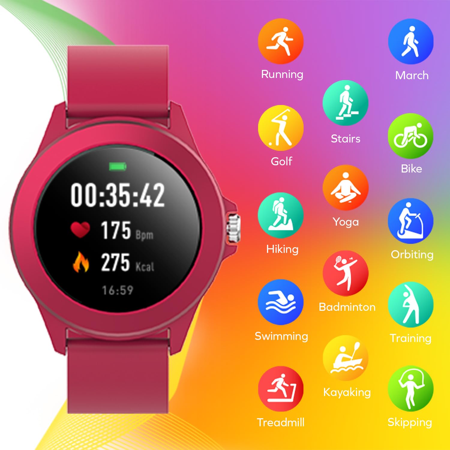 Forever Colorum CW-300 Montre connectée étanche IP68 avec podomètre, Moniteur de Sommeil, Compteur de Calories, Longue durée de Vie de la Batterie, Montre de Sport Android/iOS pour Homme et Femme,