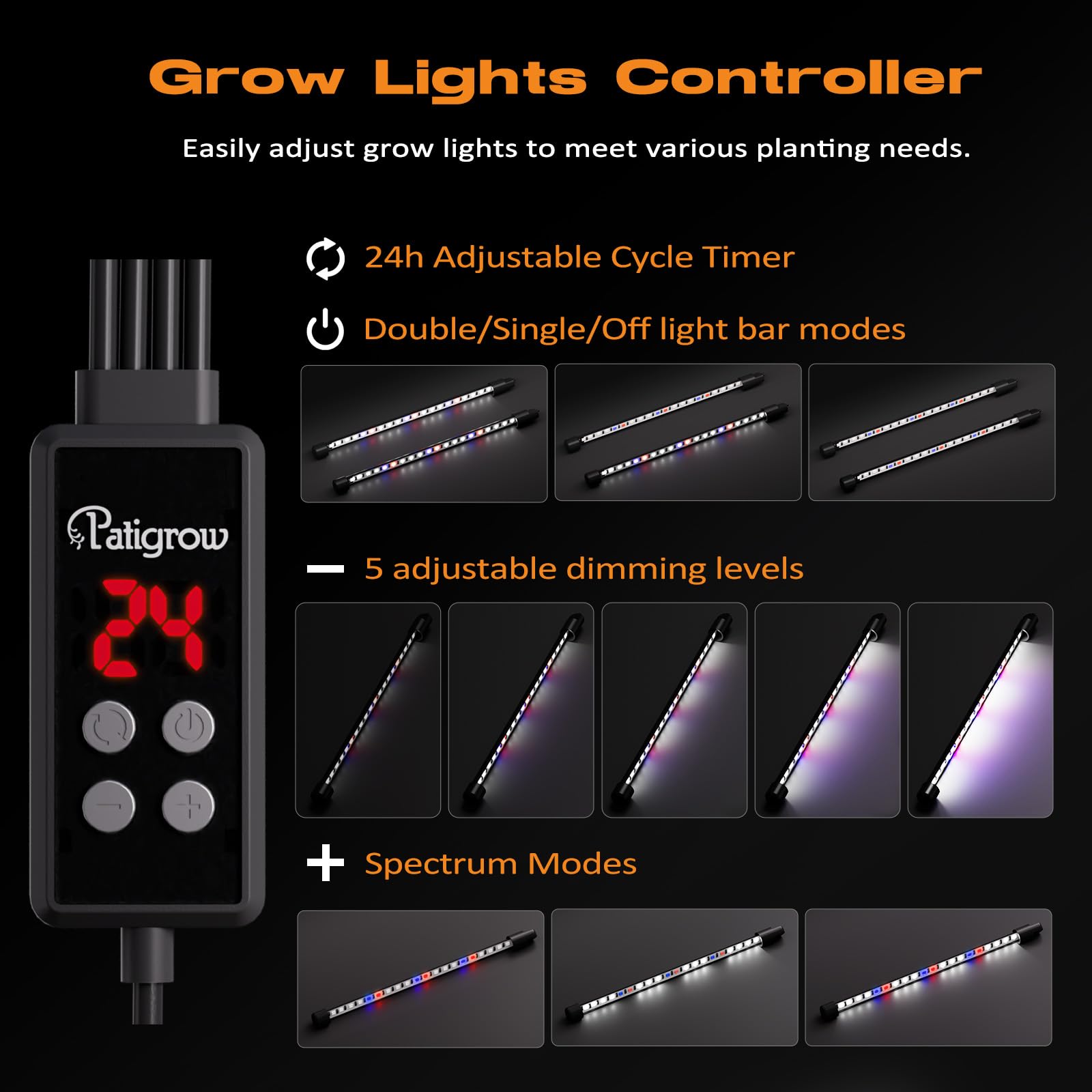 Patigrow Vassoio di avviamento per semi autoirrigante a 80 celle con luce di coltivazione, kit di avviamento per semi con cupola di umidità da 10,3 cm, vassoio iniziale per piantine da interno, vassoi