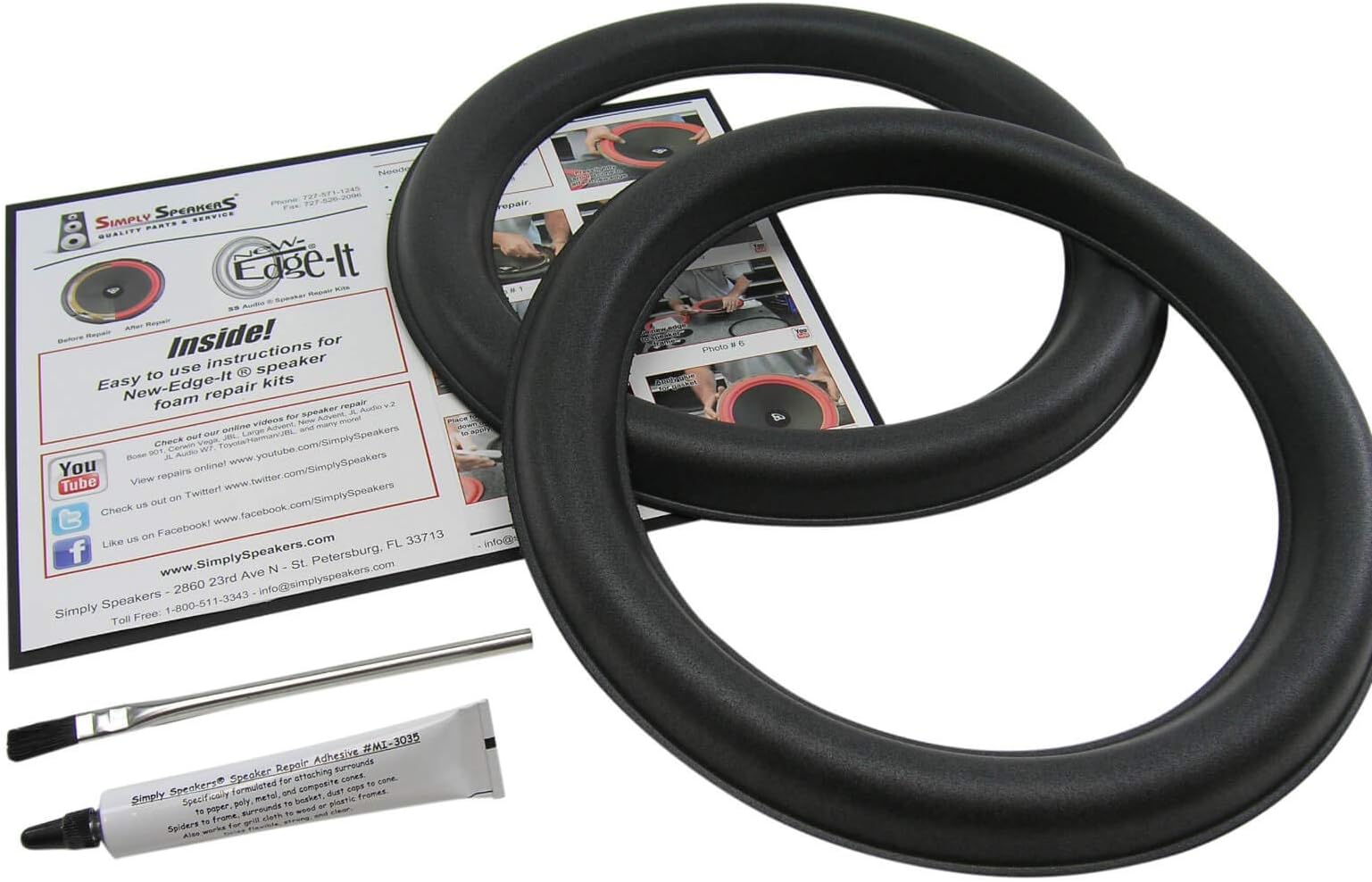 Speaker Foam Repair Kit Compatible with 12 inch JL Audio 12W6v2-D4, FSK-12JLv2 (Pair)