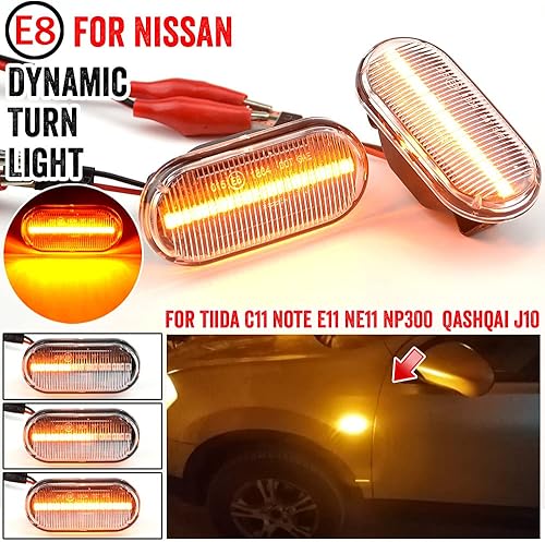 Miniatura 2 de QKLsudua 1 par de luces para guardabarros delanteros, marcadores laterales LED dinámicos compatibles con Nis-san 350Z Z33 Frontier D40 Cube Z11