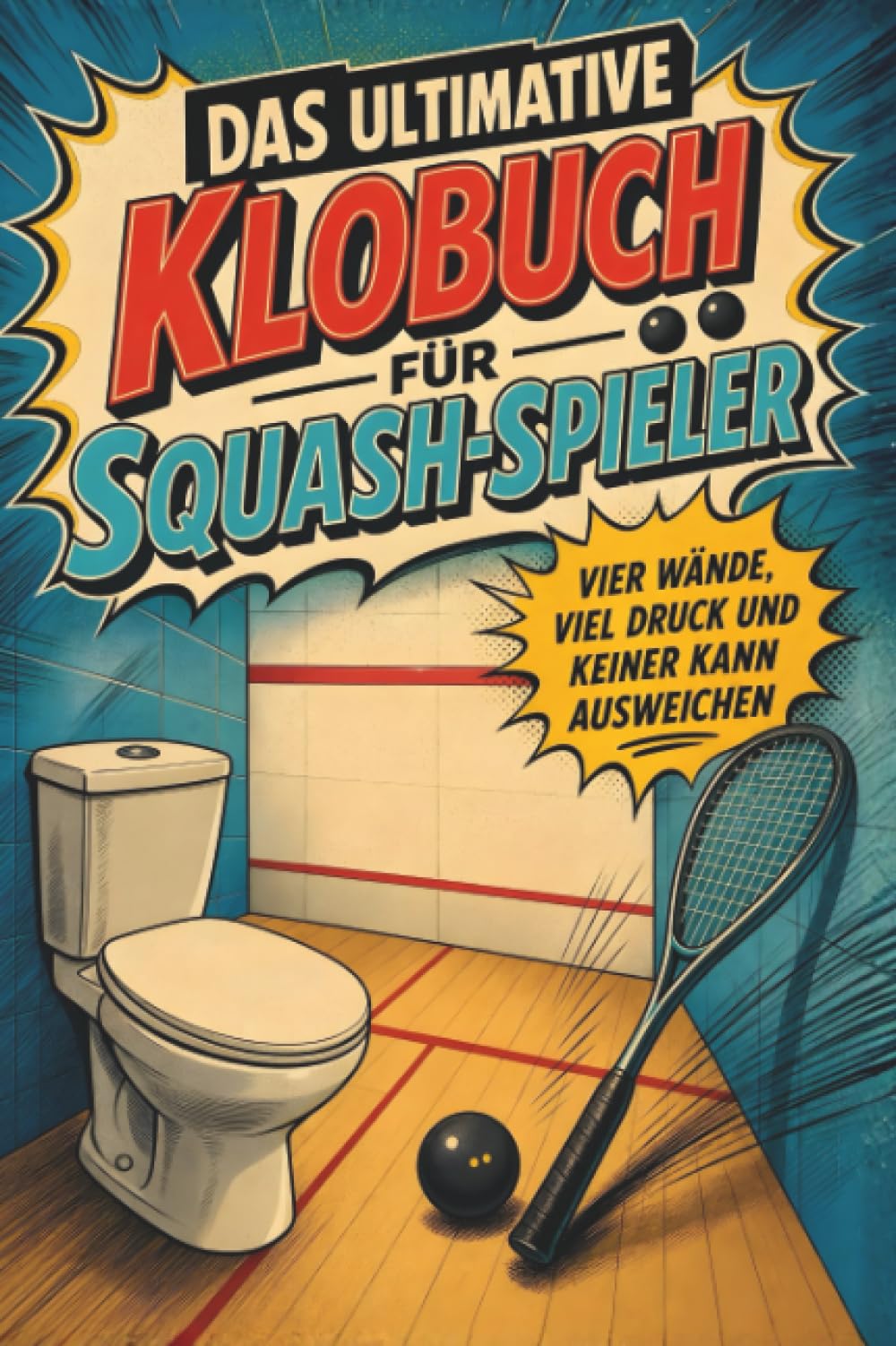 Das ultimative Klobuch für Squash-Spieler: Vier Wände, viel Druck und keiner kann ausweichen. Lustiges Geschenk für Squasher, Glaswände und Rückwand-Rallyes