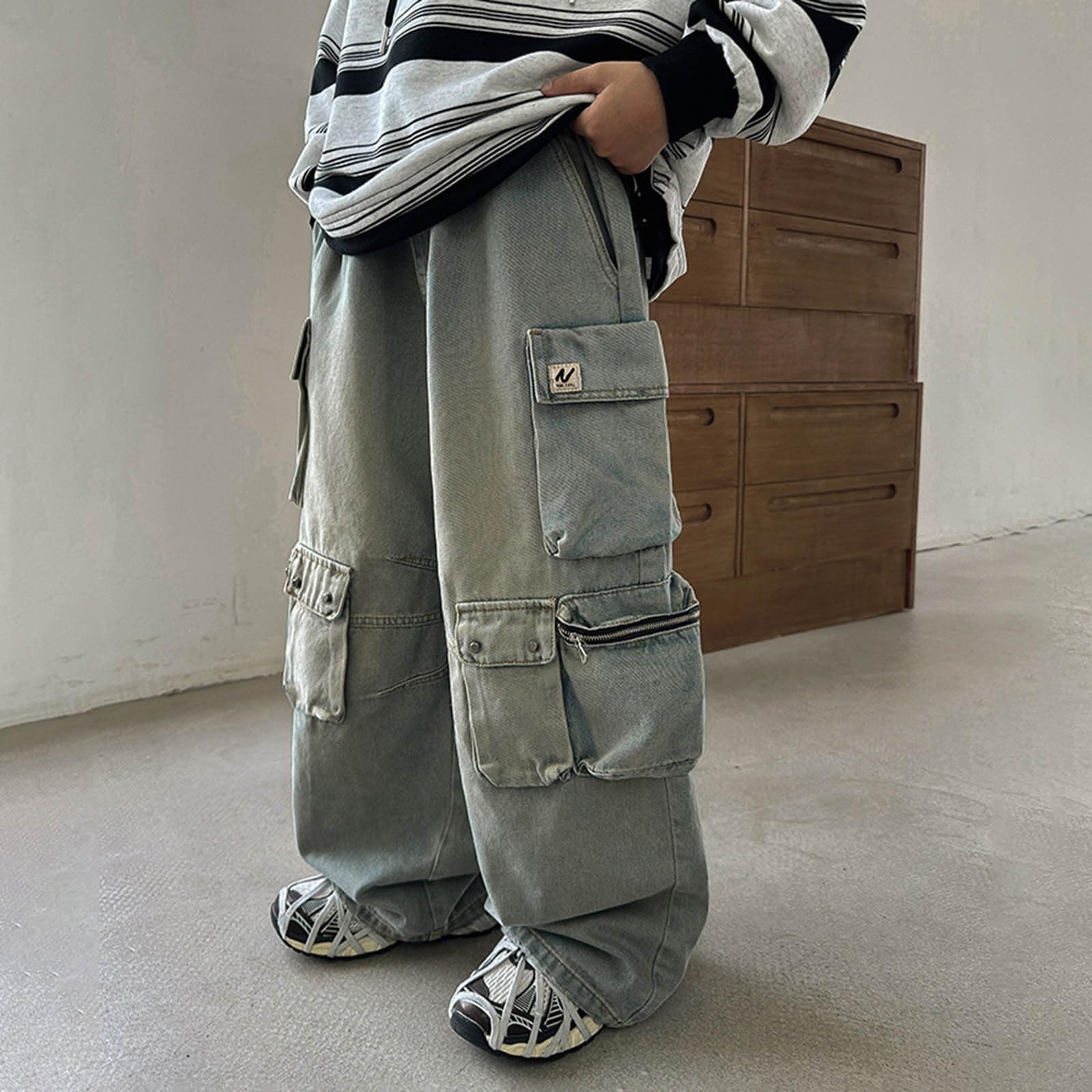 Generico Pantaloni Elegant Bambino-Pantaloni Cargo da Ragazzo, Jeans Classici in Denim per Bambini e Ragazzi, Comodi Pantaloni Casual con più Tasche, Pantaloni Lunghi Resistenti per la Scuola