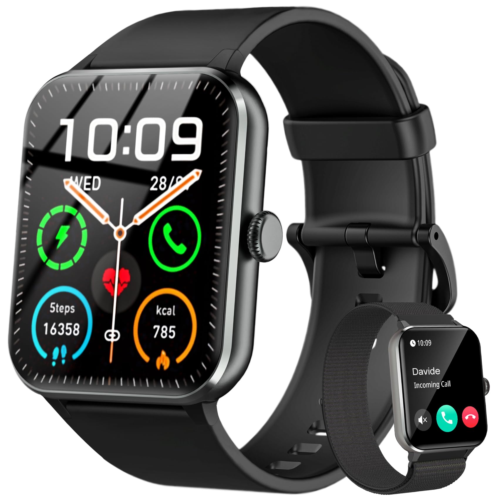 Baolubao Smartwatch Donna, 1.85" Smartwatch con Effettua/Risposta Chiamate, 100+ Sportive Smart Watch con 2cinturini/Cardiofrequenzimetro/Sonno, IP68 Impermeabile Fitness Tracker per iOS Android