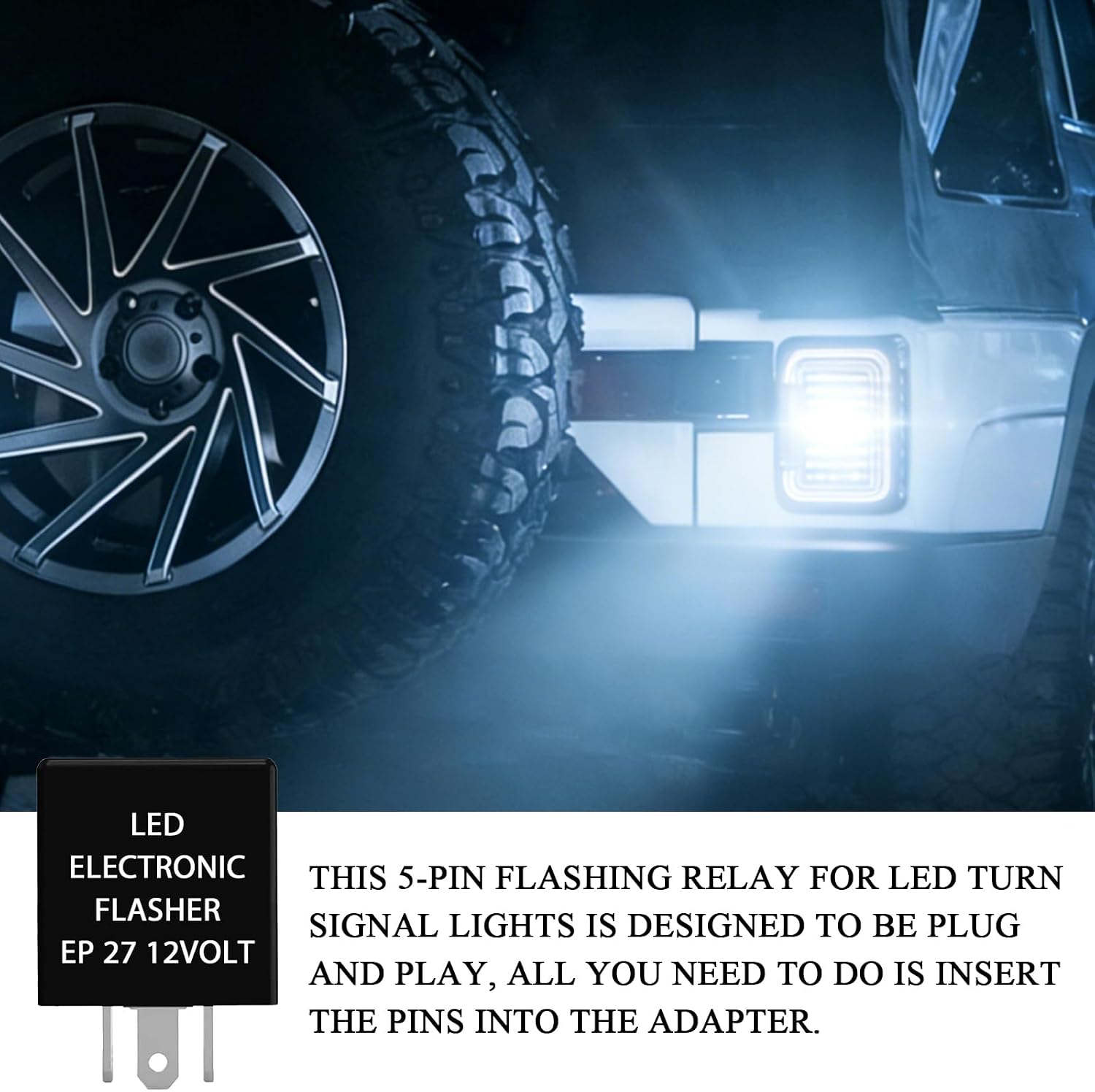 5 Pin EP27 LED Flasher Relay, LED Turn Signal Blinker Relay for Fix Hyper Flash, 12V Car Flasher, Compatible with Ford Dodge Lincoln Mercury Mazda (Black)