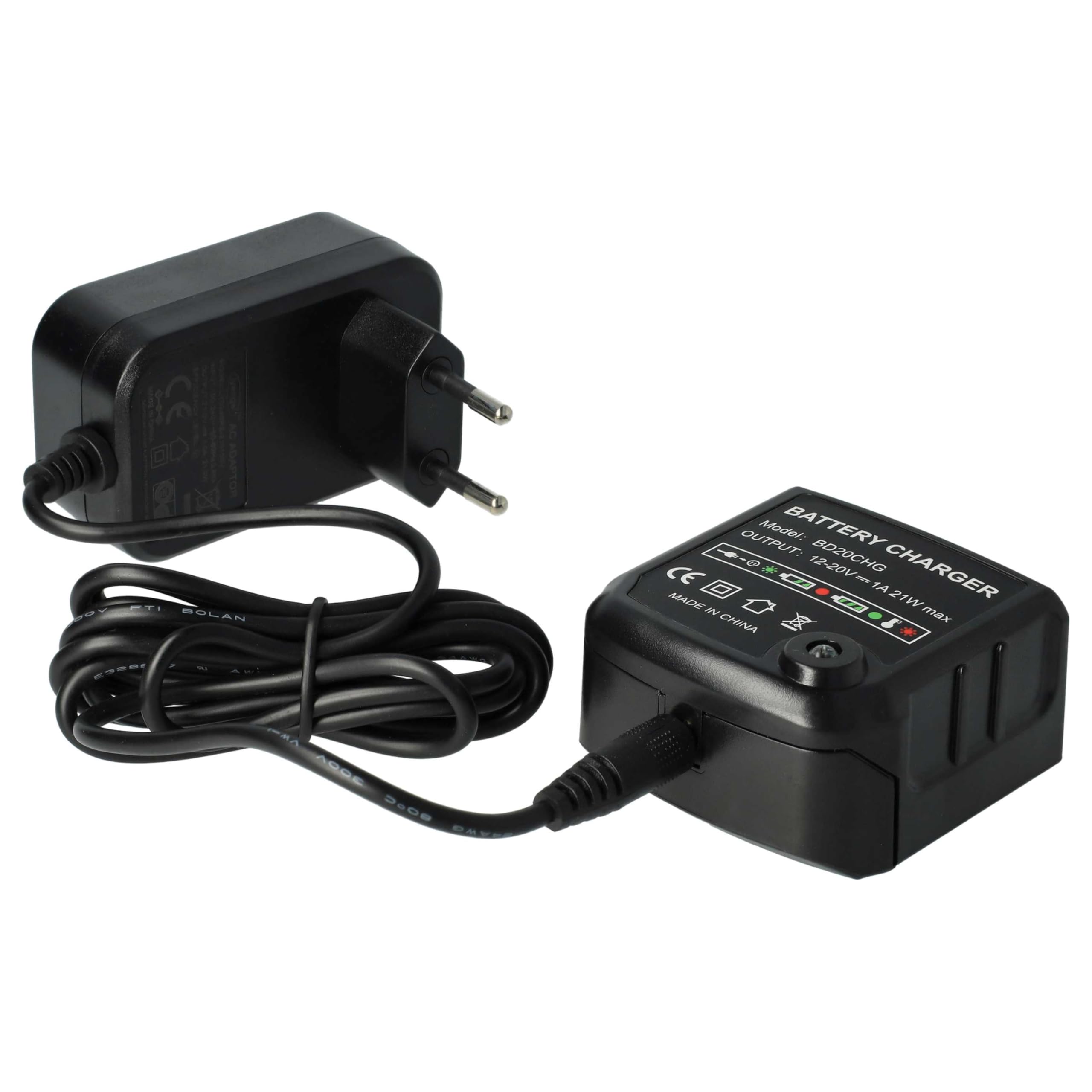 vhbw caricabatterie 12-20 V compatibile con Black & Decker BL1114, LB16, BL1314, BL1514 batterie Li-Ion di attrezzi, 12-20V