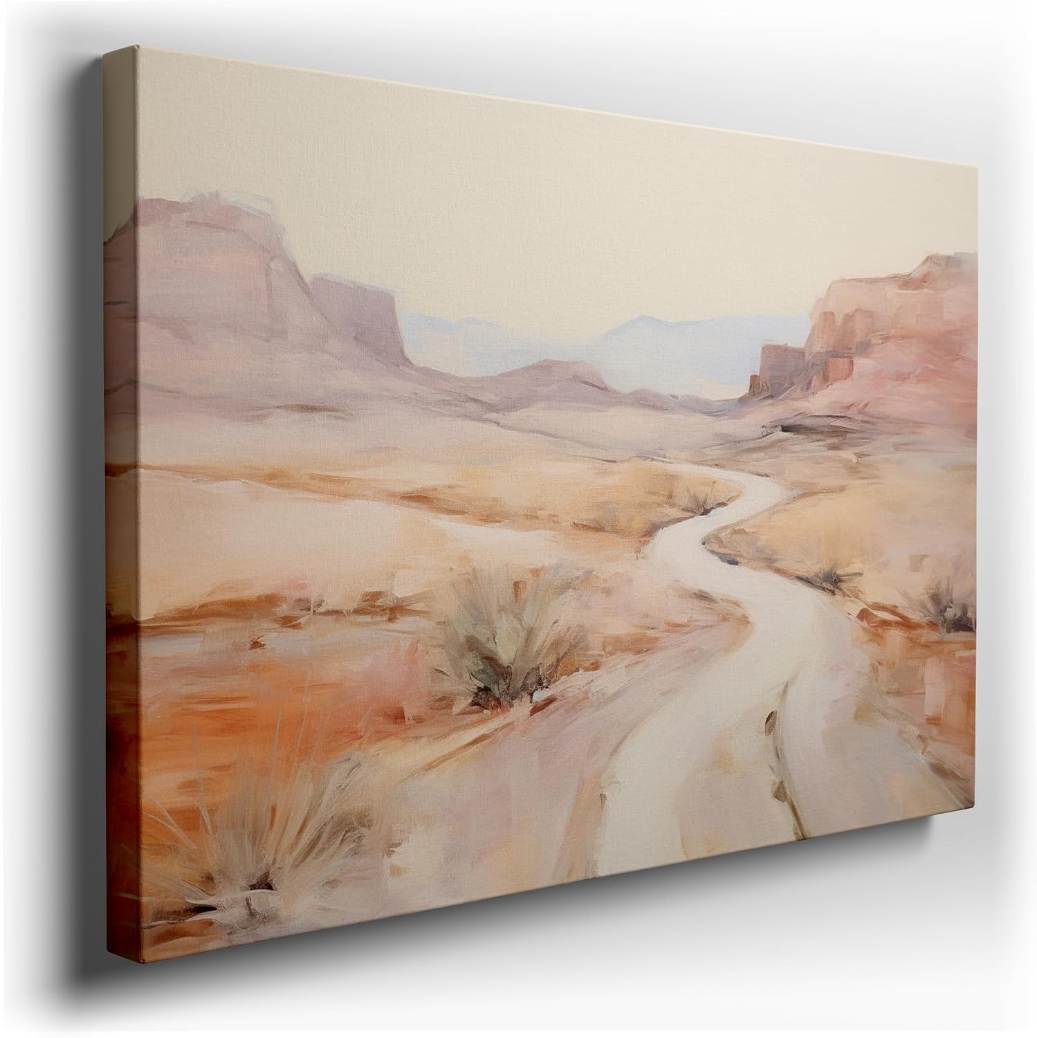 Canvas for Living room. Desert Mirage: A Journey Down the Winding Road of Warmth and Light, 27 x 18 inch Canvas Wall Art - Ready to Hang - 69x46 cm (27x18 inch)