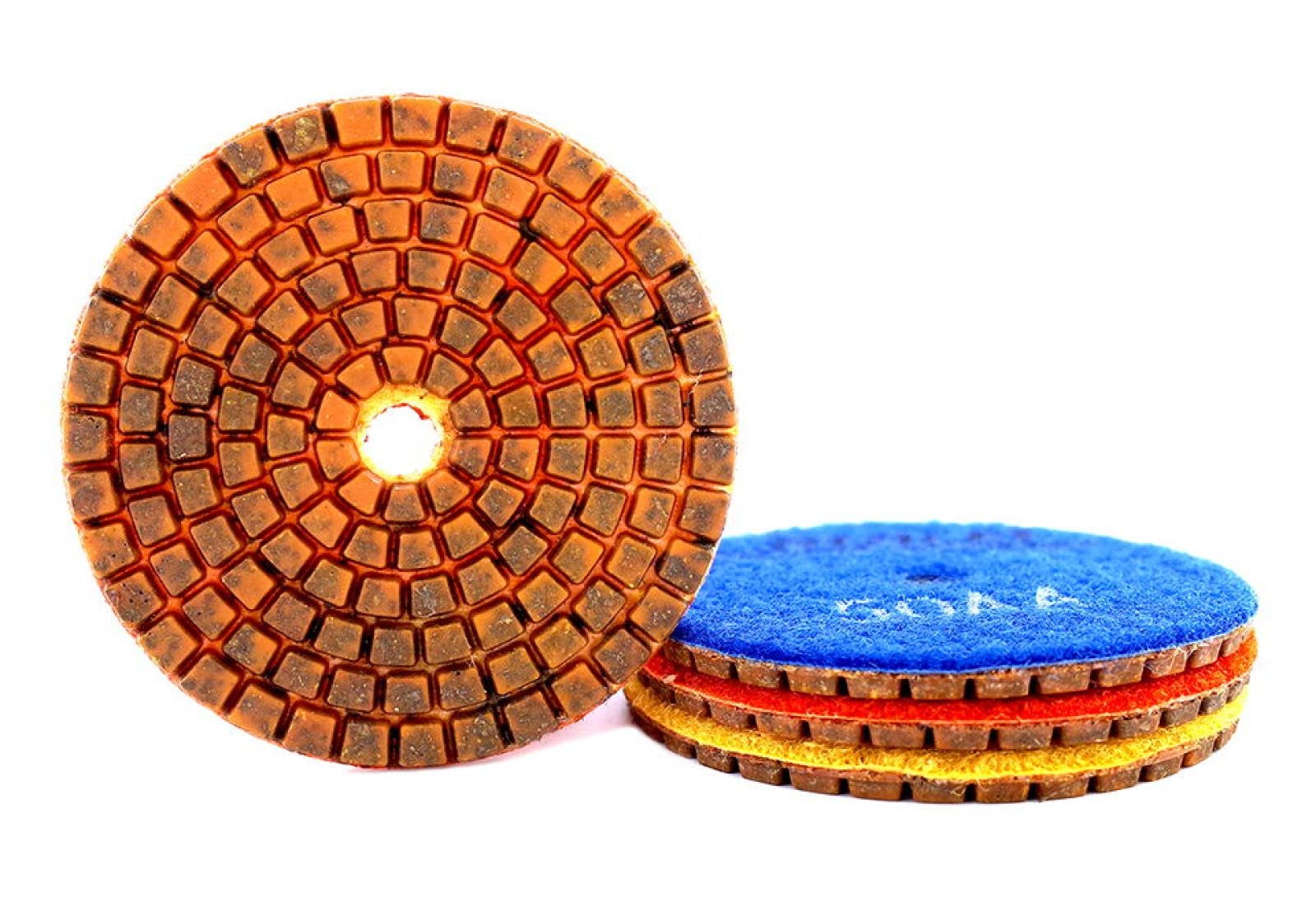 4 Unids/set Almohadillas De Pulido De Diamante De 3 Pulgadas Almohadilla De Pulido En Húmedo De Enlace De Cobre Para Disco De Molienda De Suelo De Hormigón De Mármol De Granito,400