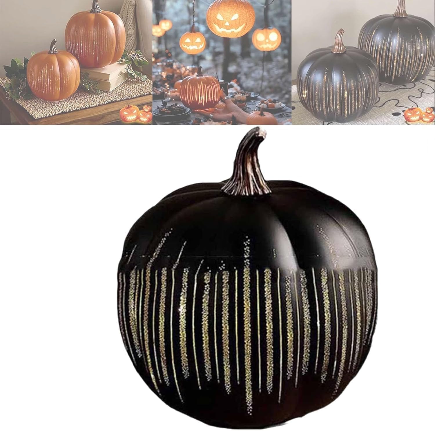 Hshduti Black Starry Night Pumpkins, Cherishous Twinkle Led Light Pumpkins, Timer Lighted Sparkling Starry Night Glass Pumpkin, Pumpkin Light Decorations For Bedroom Hallway S