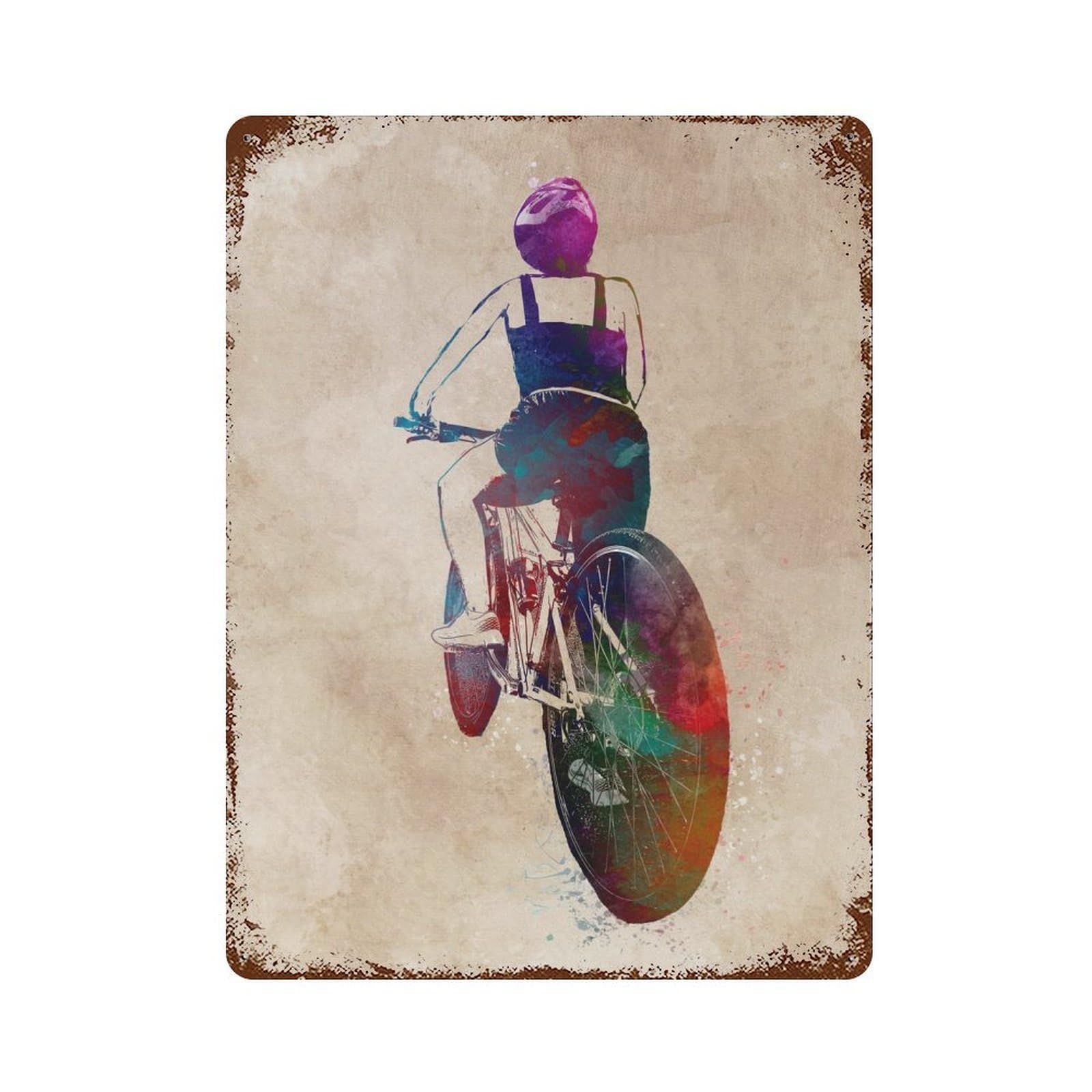 Garage Style Cycling Vintage Rust Metal Sign 15.7"x11.8", Rustic Home Decor for Bar And Workshop