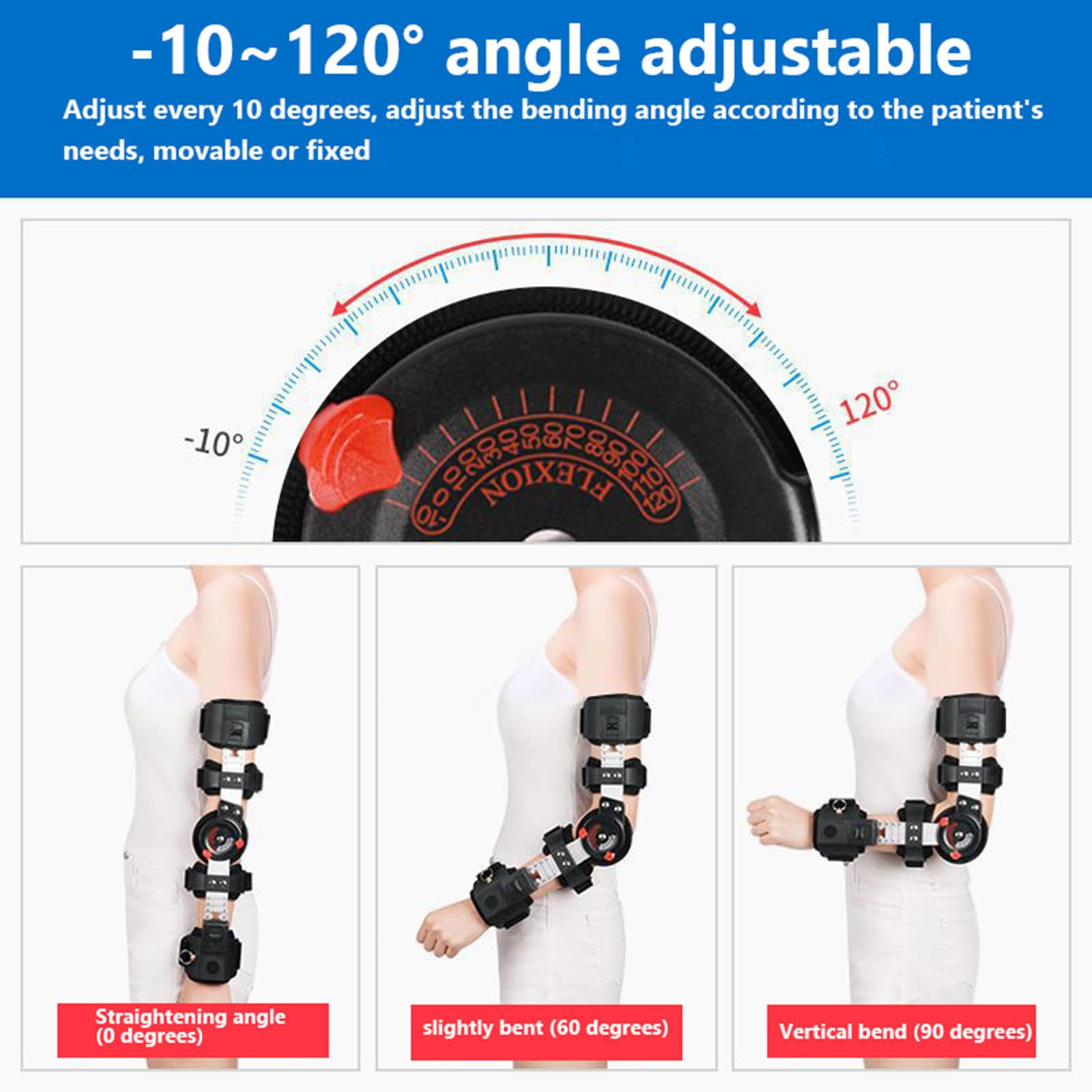 Codera con Bisagras ROM Unisex, Inmovilizador de Férula de Codo Ajustable para Tendinitis, Codo de Tenista y Golfista, Artritis, Bursitis, Recuperación de Lesiones en El Brazo,Left
