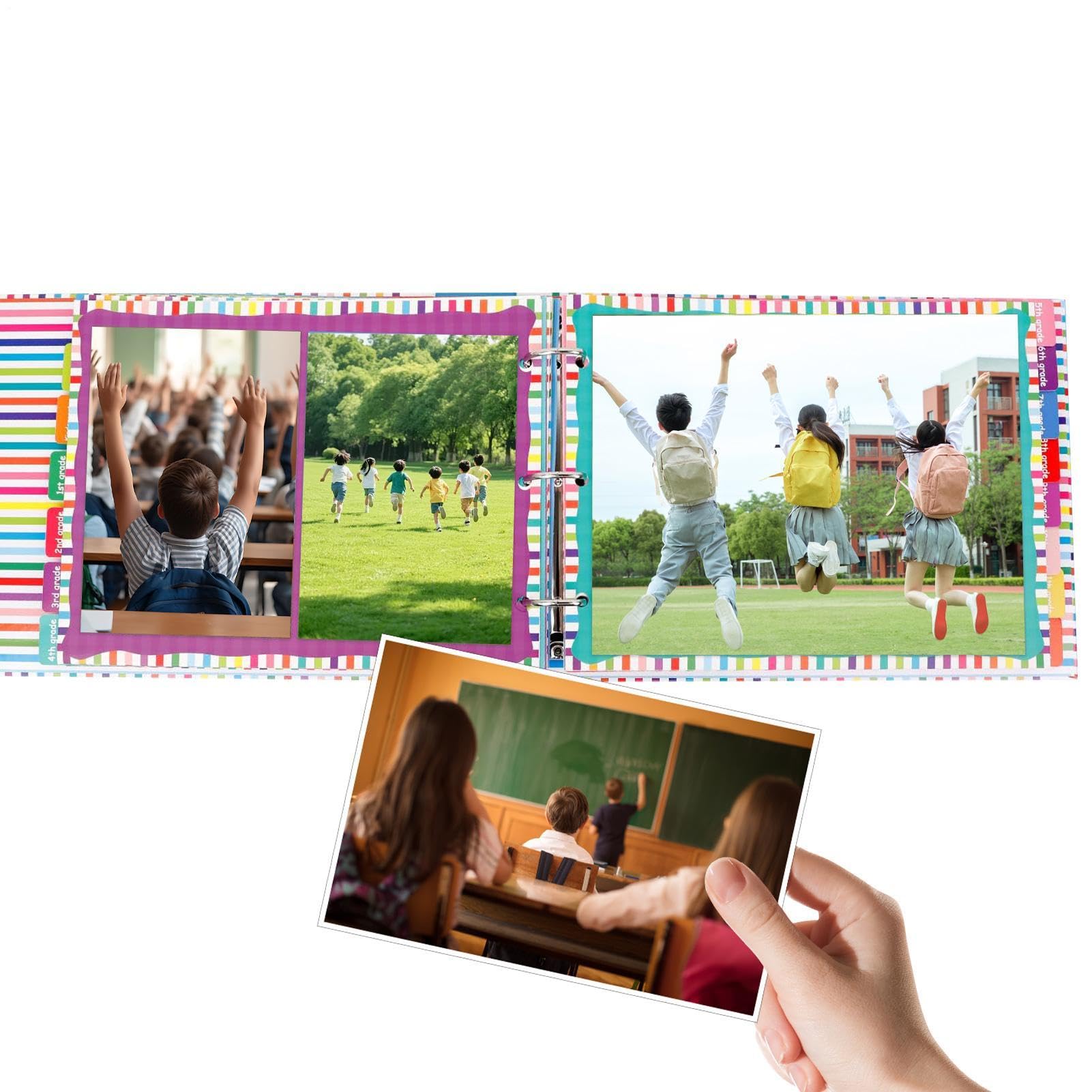 Schul-Memory-Buch – Schüler-Erinnerungs-Tagebuch, akademisches Erfolgs-Scrapbook, inklusive 13 großen Umschlägen für Dokumente und Fotos, erweiterbarer Noten-Tracker, pädagogisches Schreibwarenzubehör