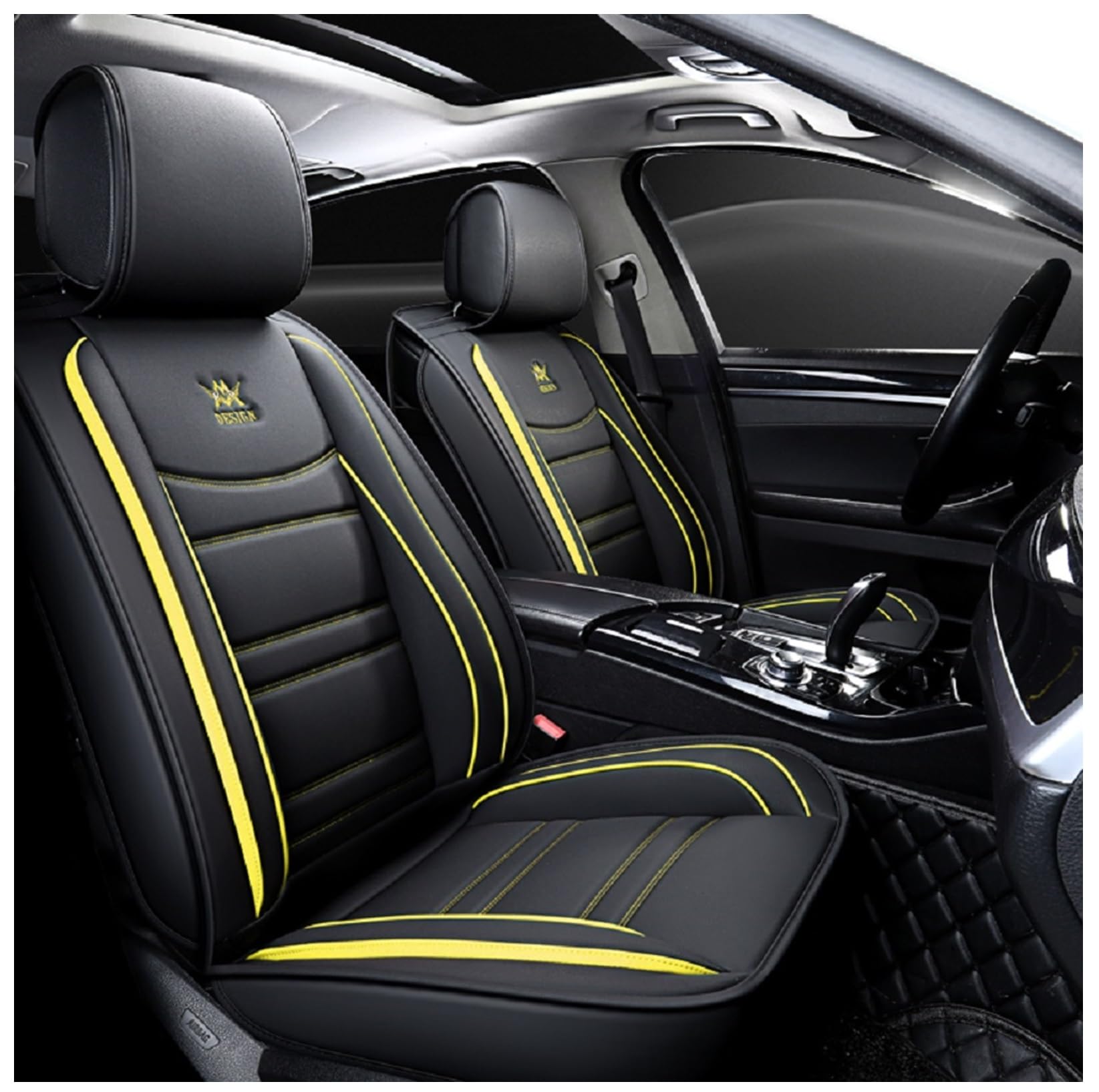 2pcs Universal Car Seat Cover Stylish Four Seasons Portable Auto Protector Seat Support Case Waterproof Seat Cover Black