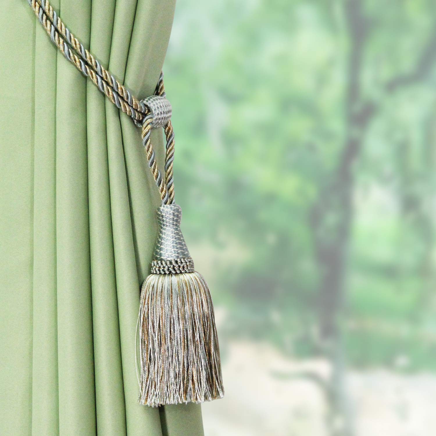 Alzapaños para Cortinas Paquete de 4 Elegantes Lazos con borlas for decoración del hogar y la Oficina(BLU)